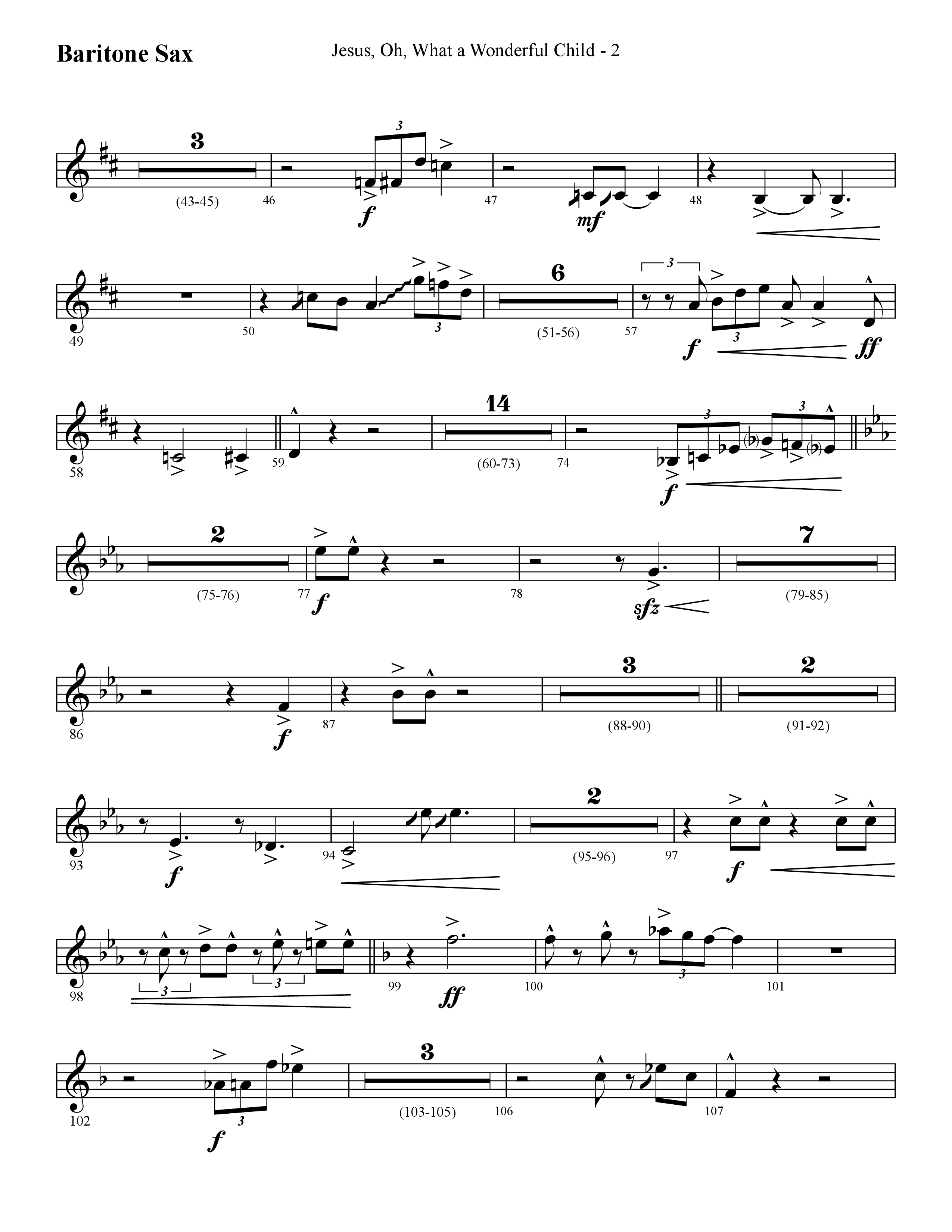 Jesus Oh What A Wonderful Child (with What Did You Say Was The Baby's Name) (Choral Anthem SATB) Bari Sax (Lifeway Choral / Arr. Cliff Duren)