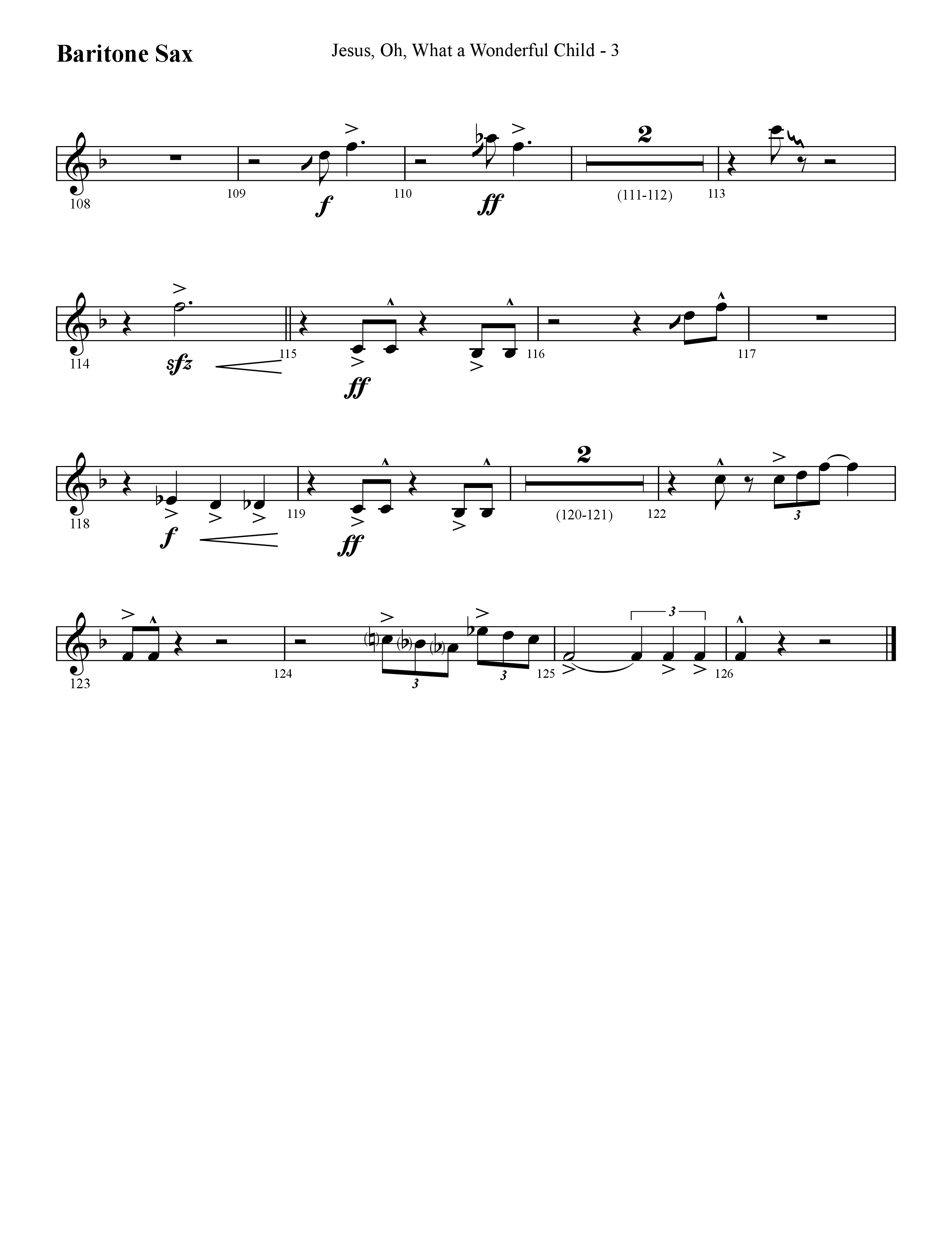 Jesus Oh What A Wonderful Child (with What Did You Say Was The Baby's Name) (Choral Anthem SATB) Bari Sax (Lifeway Choral / Arr. Cliff Duren)