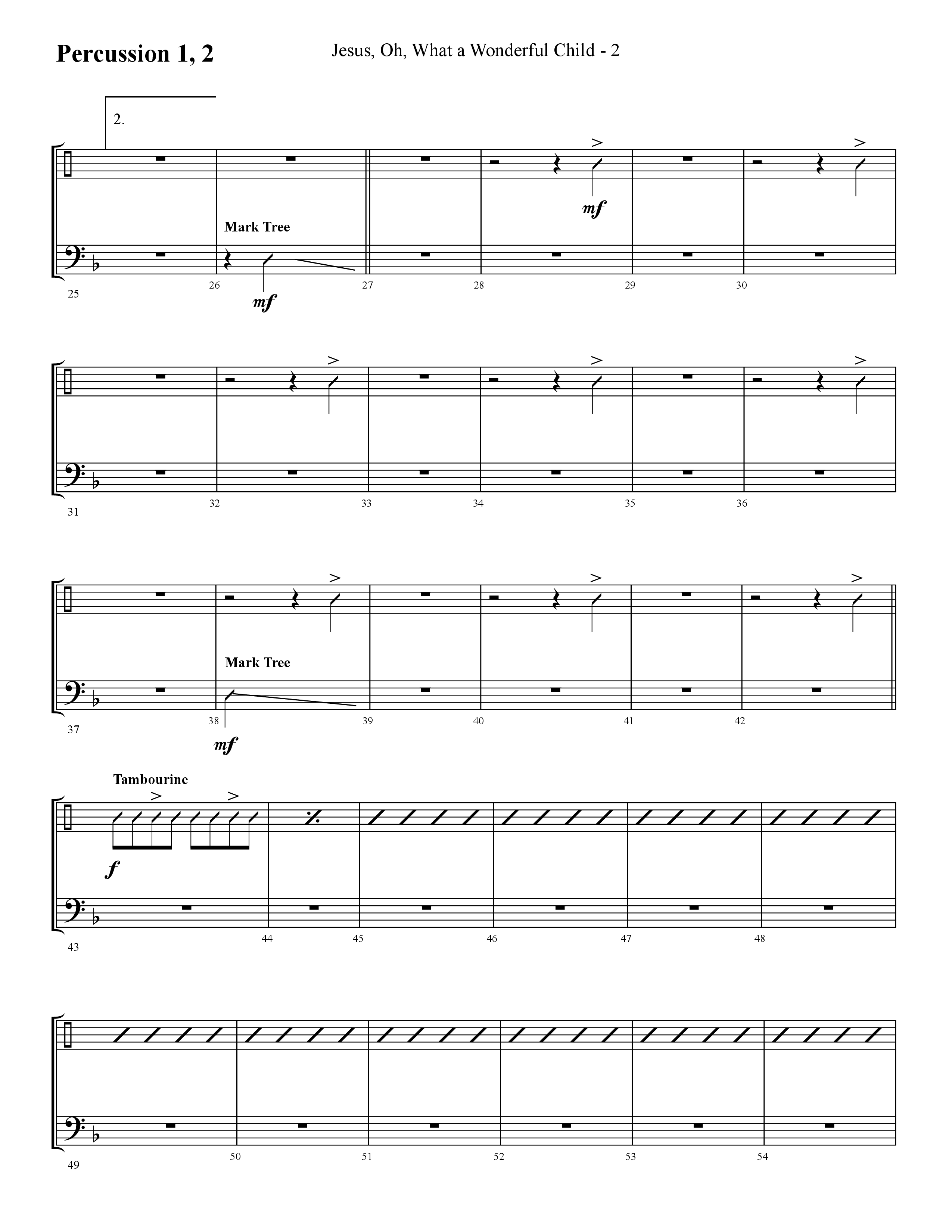 Jesus Oh What A Wonderful Child (with What Did You Say Was The Baby's Name) (Choral Anthem SATB) Percussion 1/2 (Lifeway Choral / Arr. Cliff Duren)