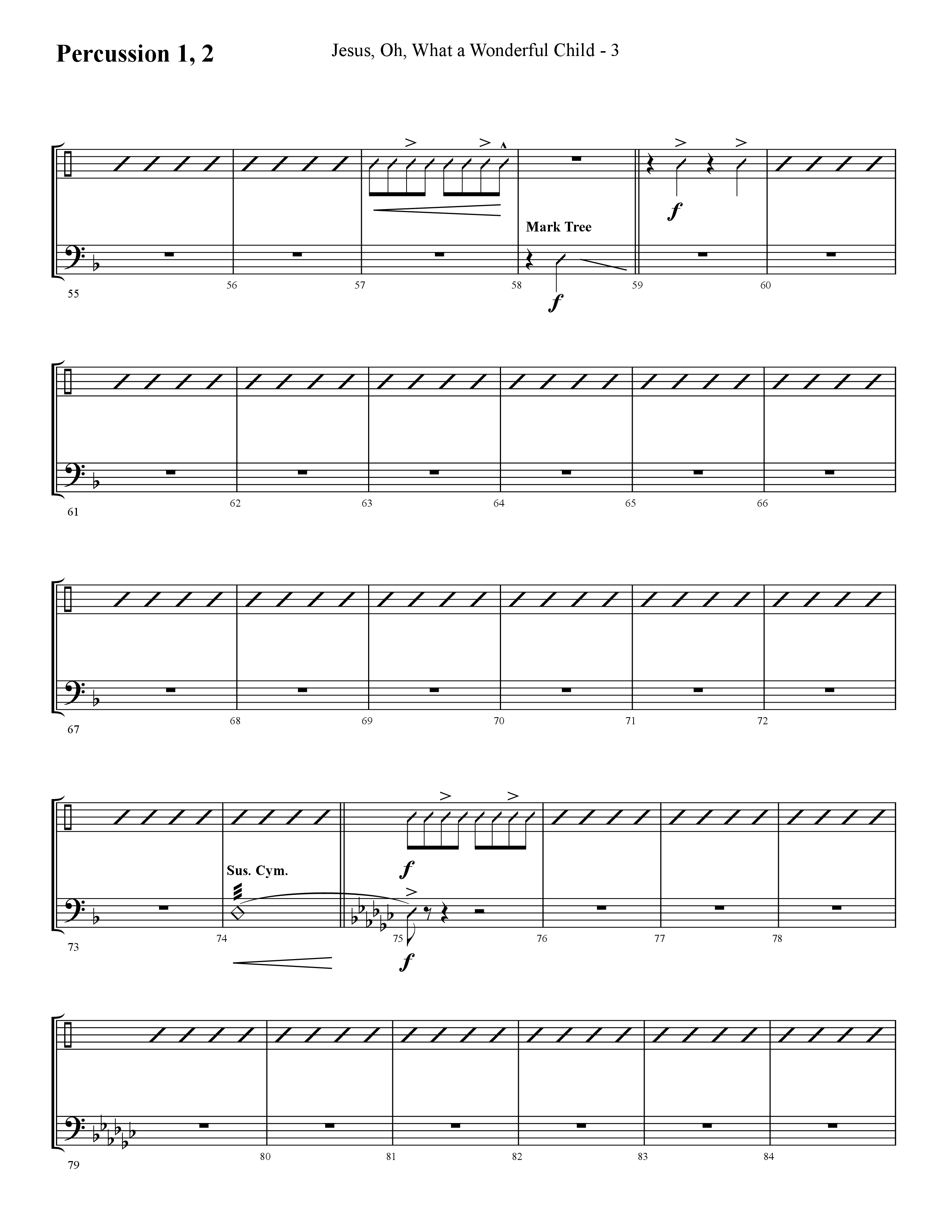 Jesus Oh What A Wonderful Child (with What Did You Say Was The Baby's Name) (Choral Anthem SATB) Percussion 1/2 (Lifeway Choral / Arr. Cliff Duren)