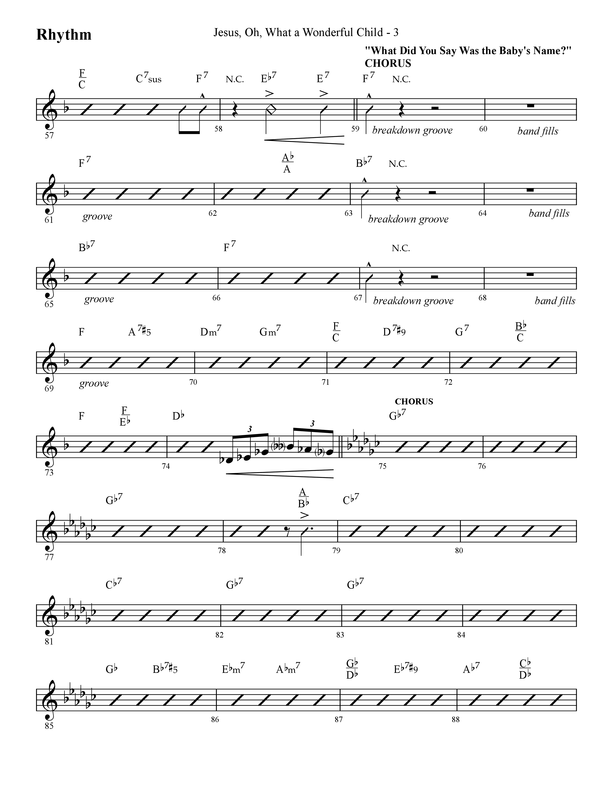 Jesus Oh What A Wonderful Child (with What Did You Say Was The Baby's Name) (Choral Anthem SATB) Rhythm Chart (Lifeway Choral / Arr. Cliff Duren)
