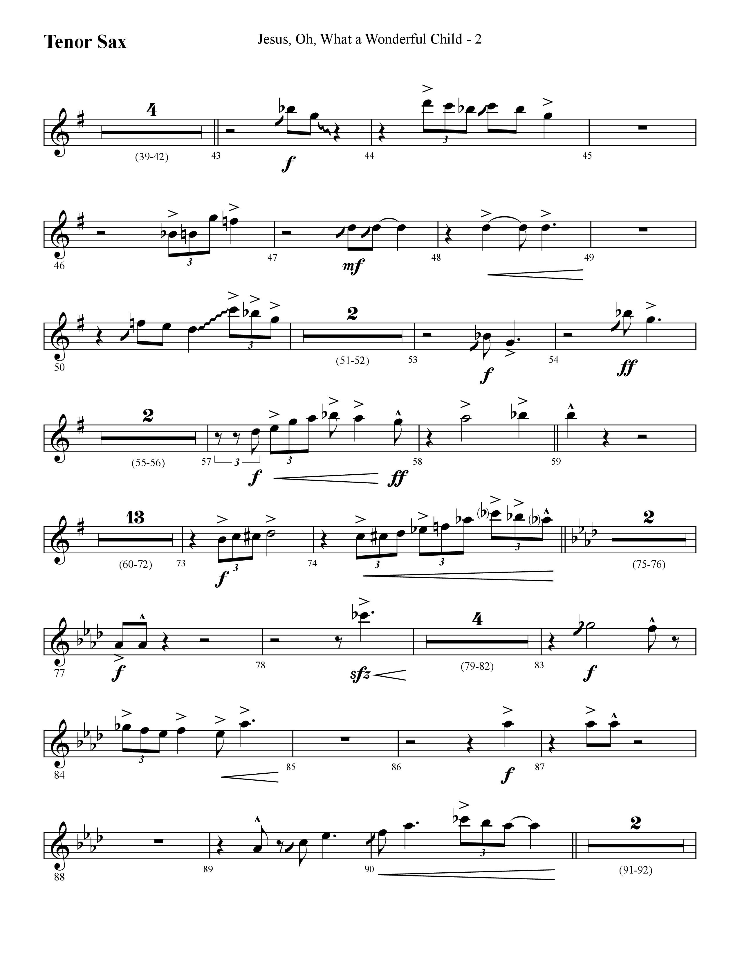 Jesus Oh What A Wonderful Child (with What Did You Say Was The Baby's Name) (Choral Anthem SATB) Tenor Sax 1 (Lifeway Choral / Arr. Cliff Duren)
