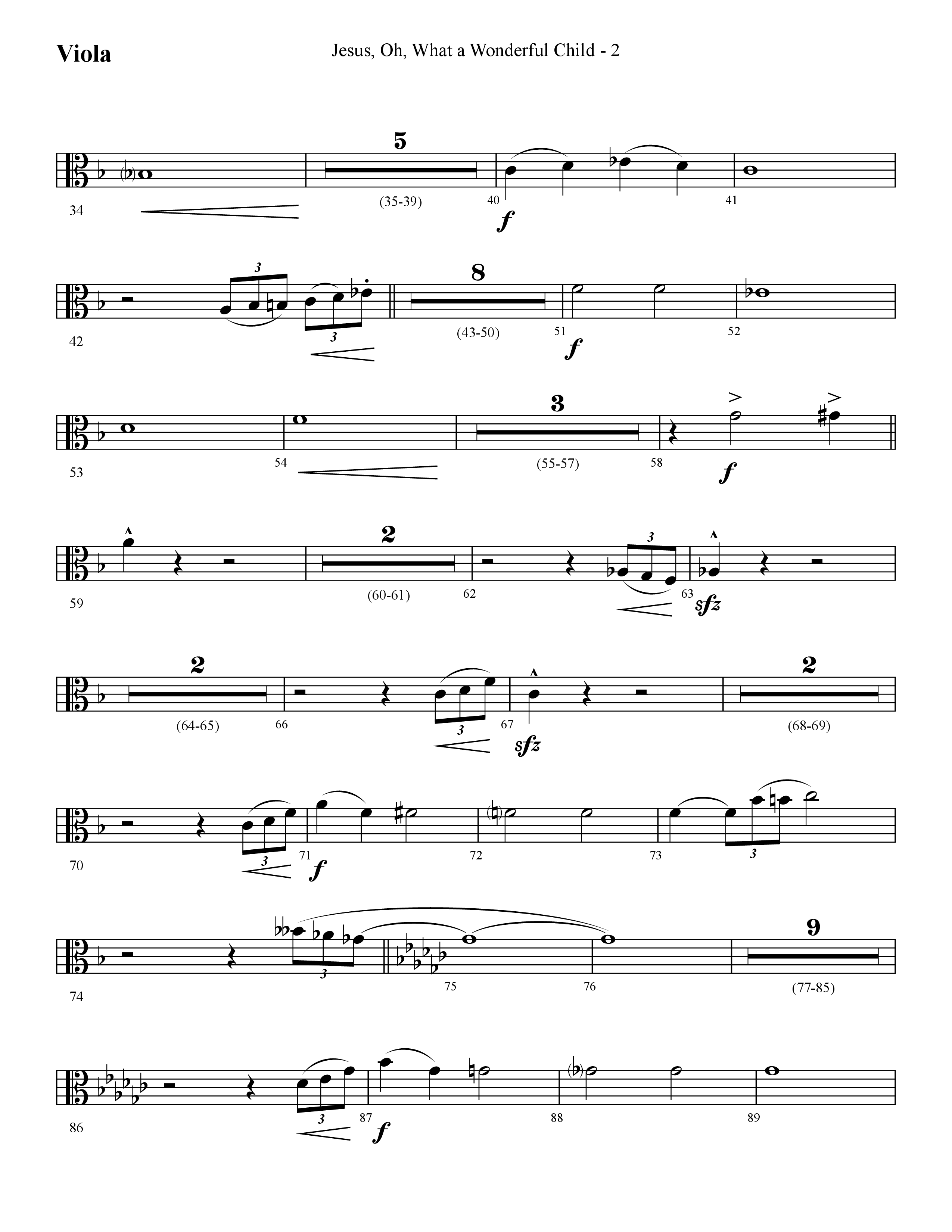 Jesus Oh What A Wonderful Child (with What Did You Say Was The Baby's Name) (Choral Anthem SATB) Viola (Lifeway Choral / Arr. Cliff Duren)