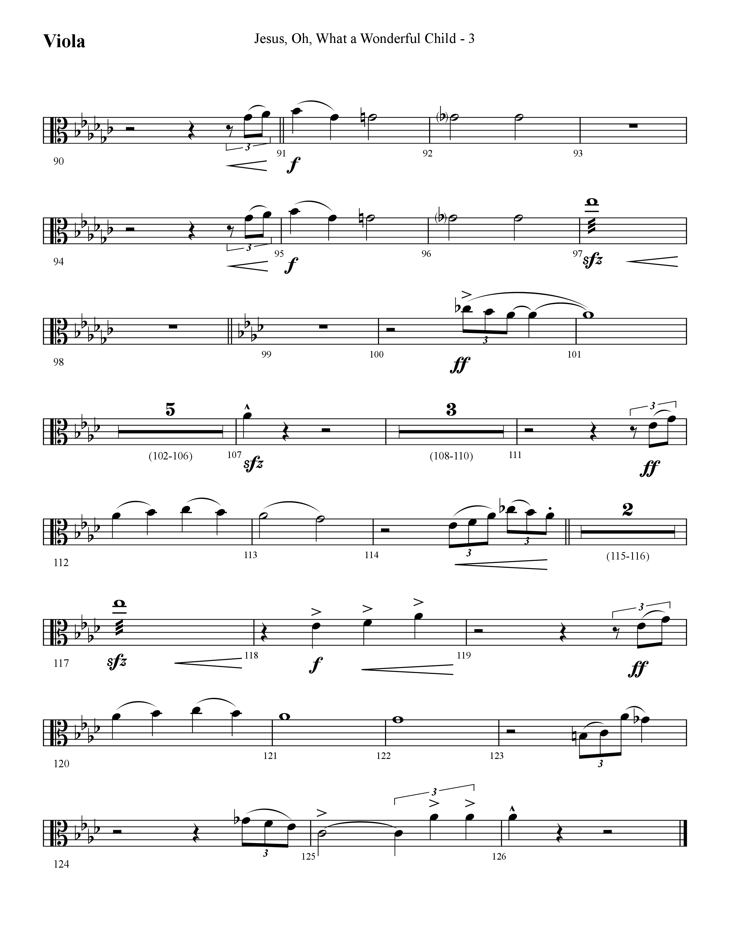Jesus Oh What A Wonderful Child (with What Did You Say Was The Baby's Name) (Choral Anthem SATB) Viola (Lifeway Choral / Arr. Cliff Duren)
