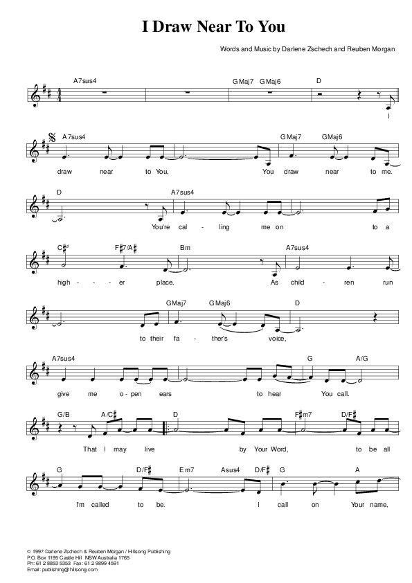 I Draw Near To You Lead Sheet (SAT) (Hillsong Worship)