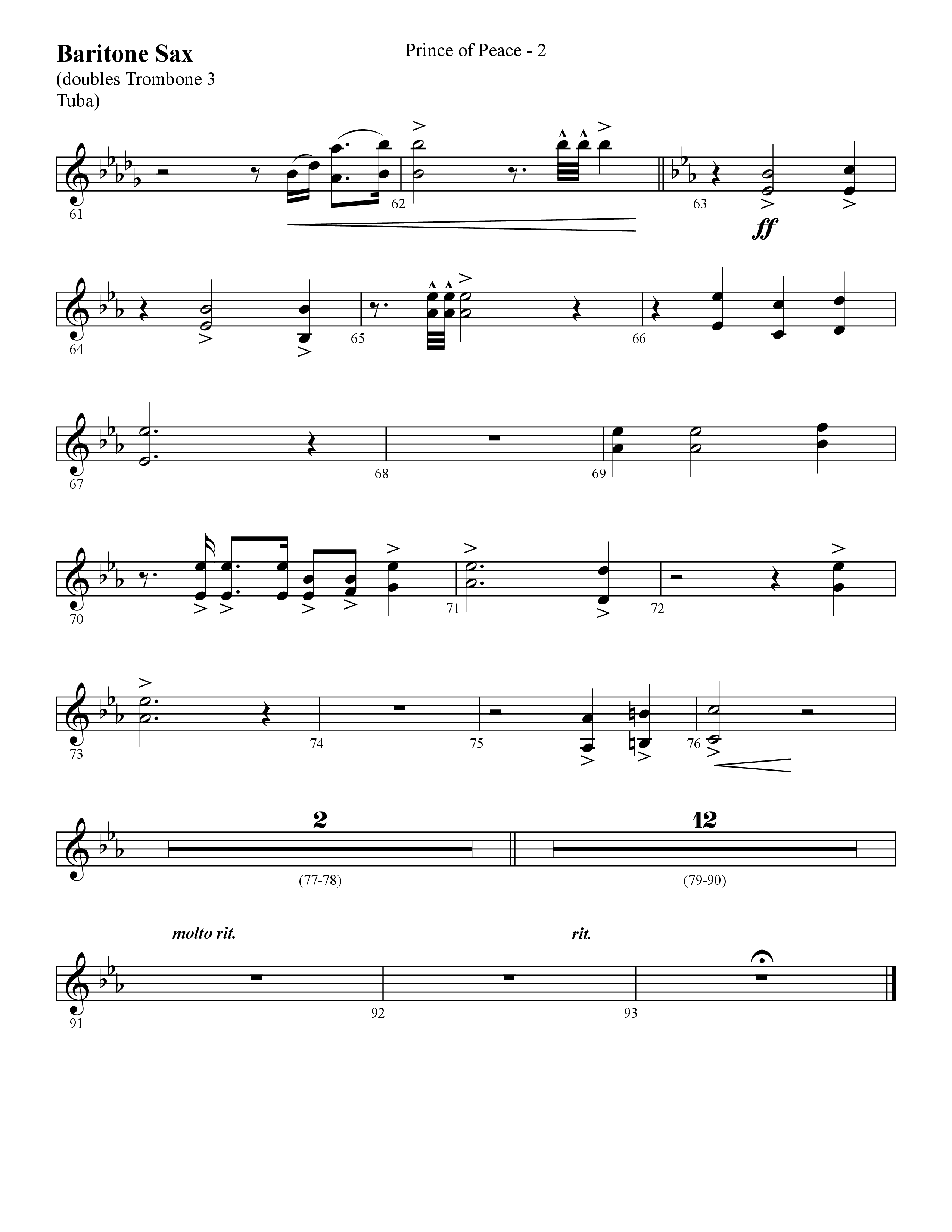 Prince Of Peace (with Shine On Us) (Choral Anthem SATB) Bari Sax (Lifeway Choral / Arr. Cliff Duren)