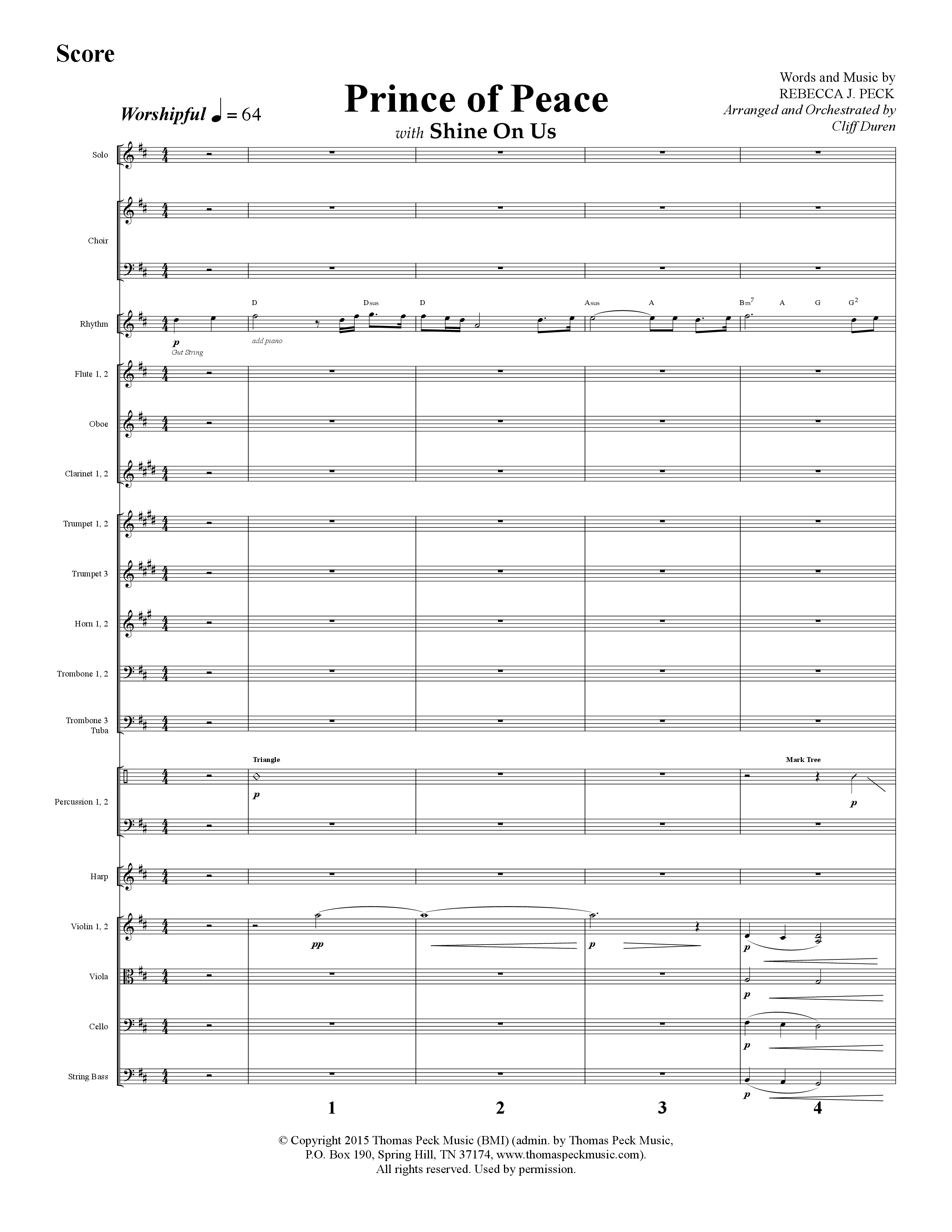 Prince Of Peace (with Shine On Us) (Choral Anthem SATB) Orchestration (Lifeway Choral / Arr. Cliff Duren)