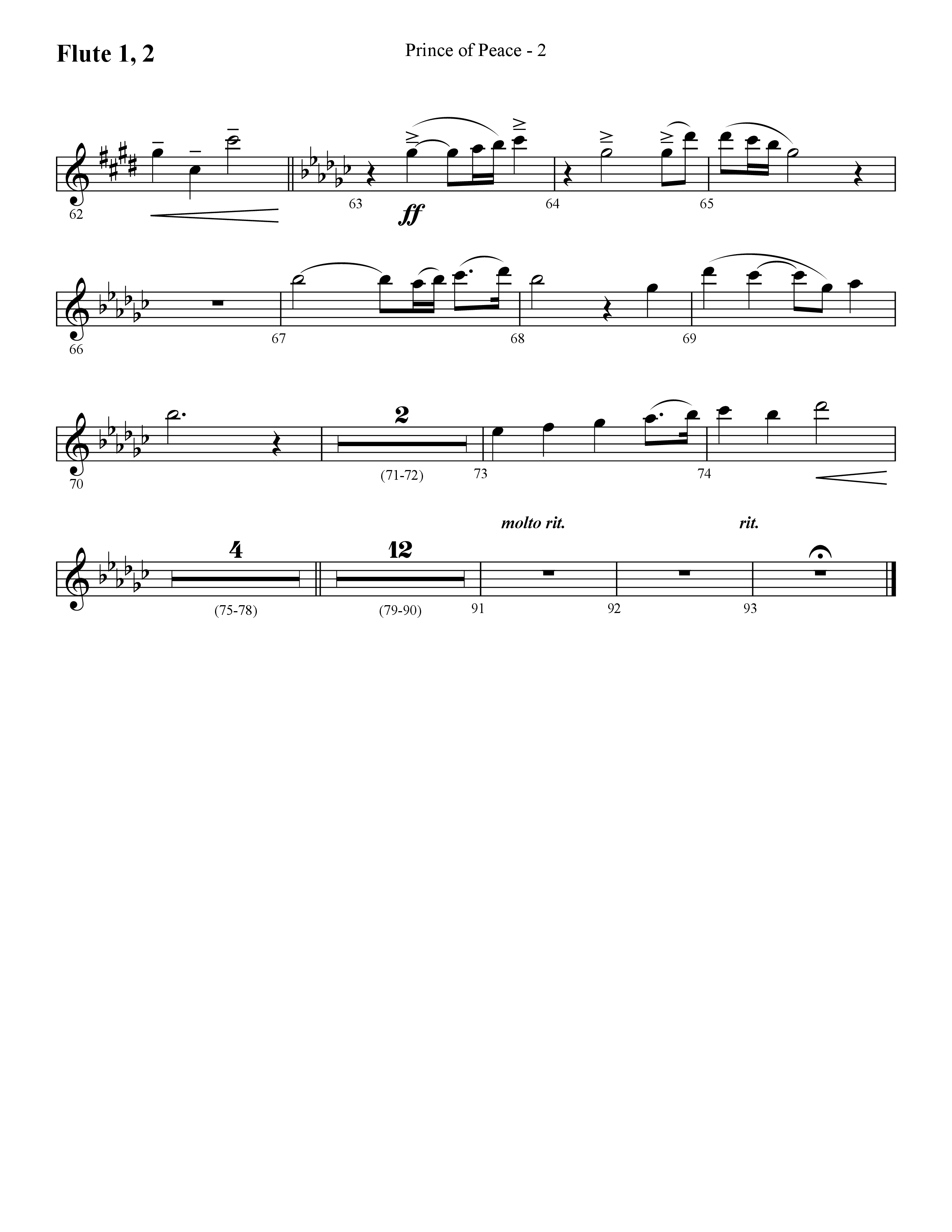 Prince Of Peace (with Shine On Us) (Choral Anthem SATB) Flute 1/2 (Lifeway Choral / Arr. Cliff Duren)