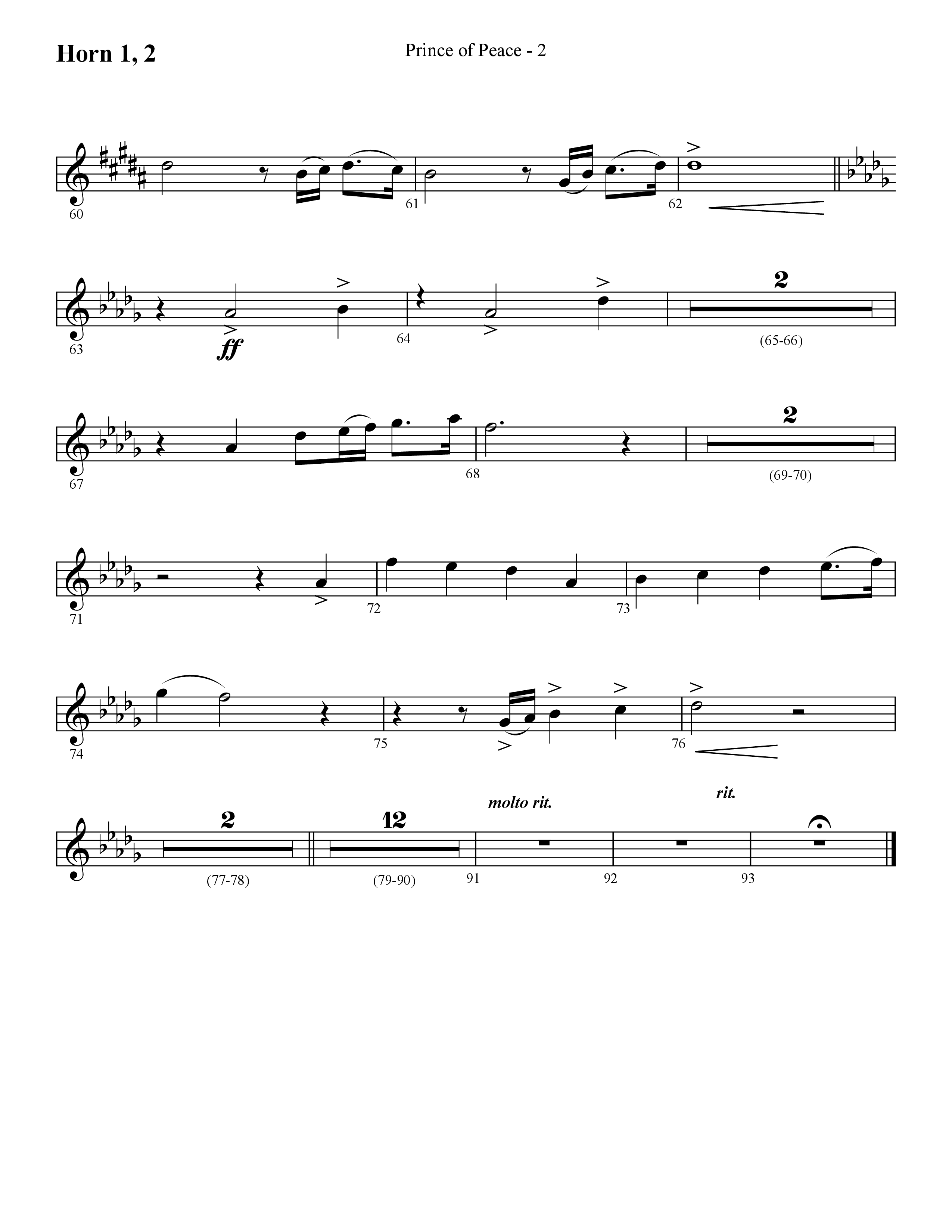 Prince Of Peace (with Shine On Us) (Choral Anthem SATB) French Horn 1/2 (Lifeway Choral / Arr. Cliff Duren)