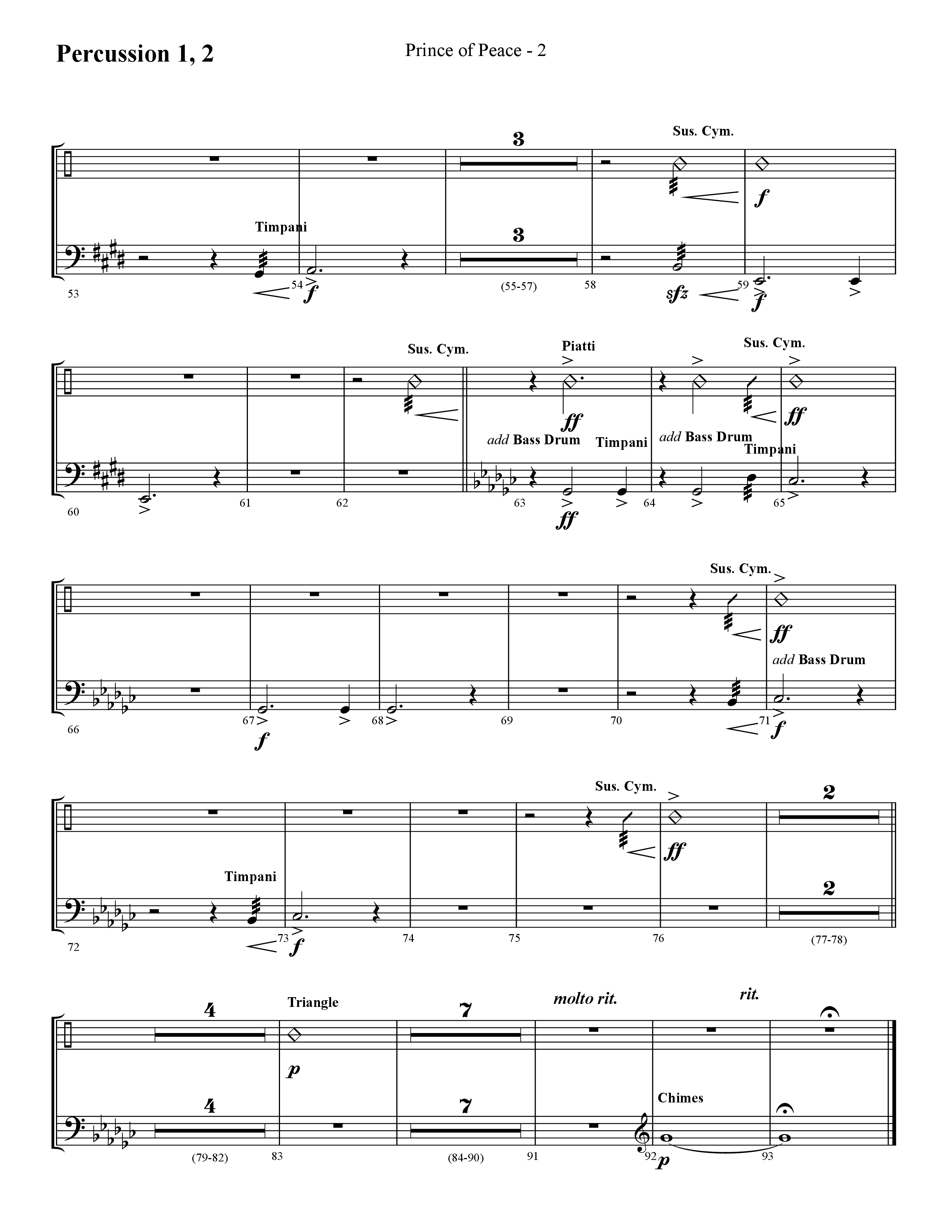 Prince Of Peace (with Shine On Us) (Choral Anthem SATB) Percussion 1/2 (Lifeway Choral / Arr. Cliff Duren)