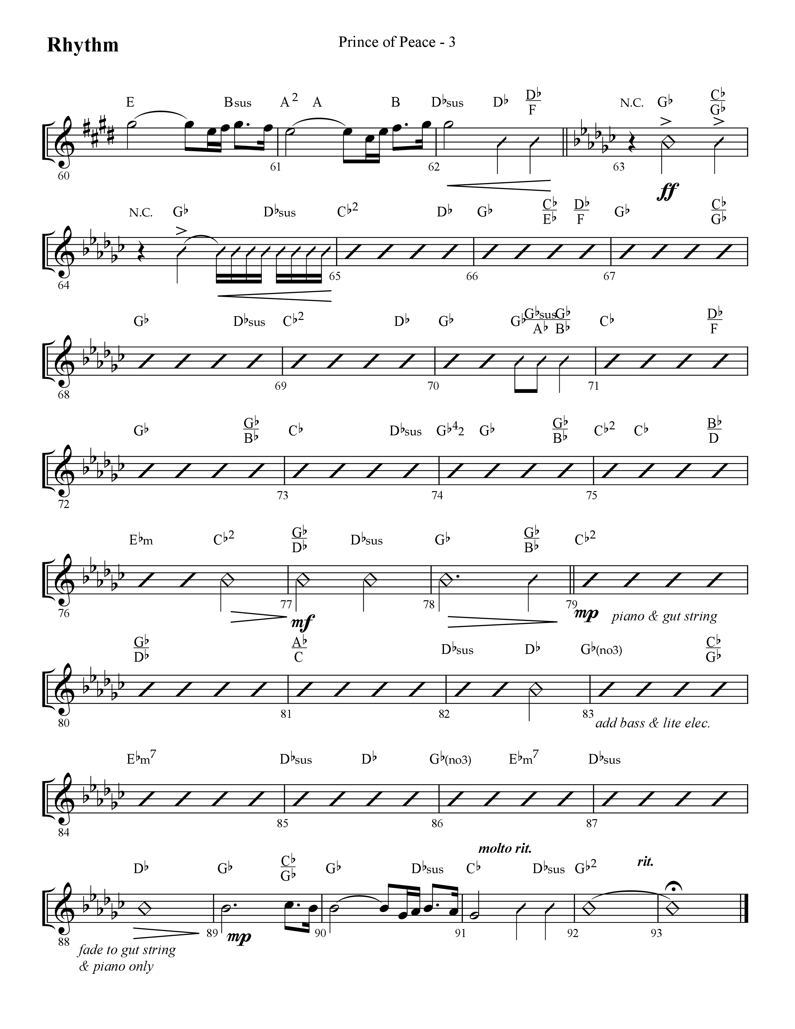 Prince Of Peace (with Shine On Us) (Choral Anthem SATB) Rhythm Chart (Lifeway Choral / Arr. Cliff Duren)