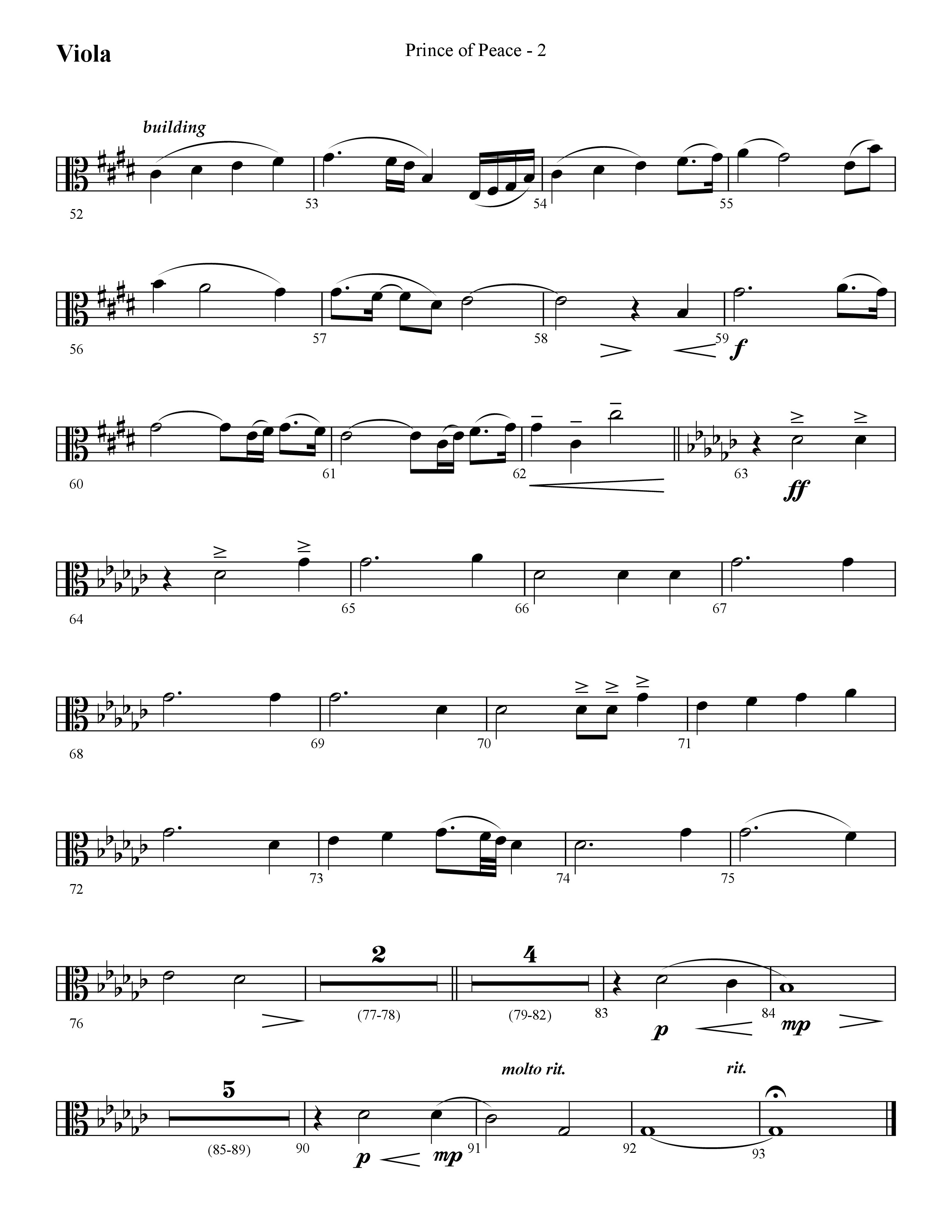 Prince Of Peace (with Shine On Us) (Choral Anthem SATB) Viola (Lifeway Choral / Arr. Cliff Duren)