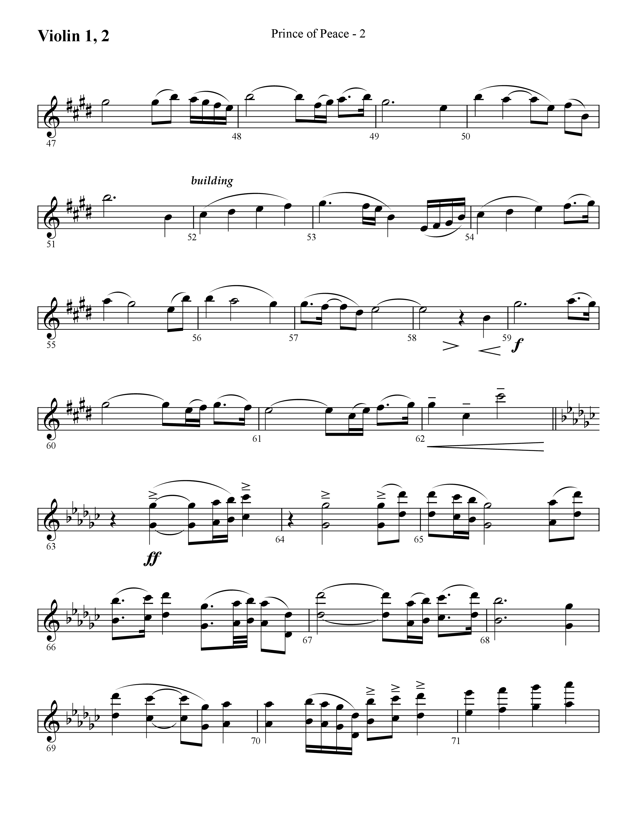 Prince Of Peace (with Shine On Us) (Choral Anthem SATB) Violin 1/2 (Lifeway Choral / Arr. Cliff Duren)