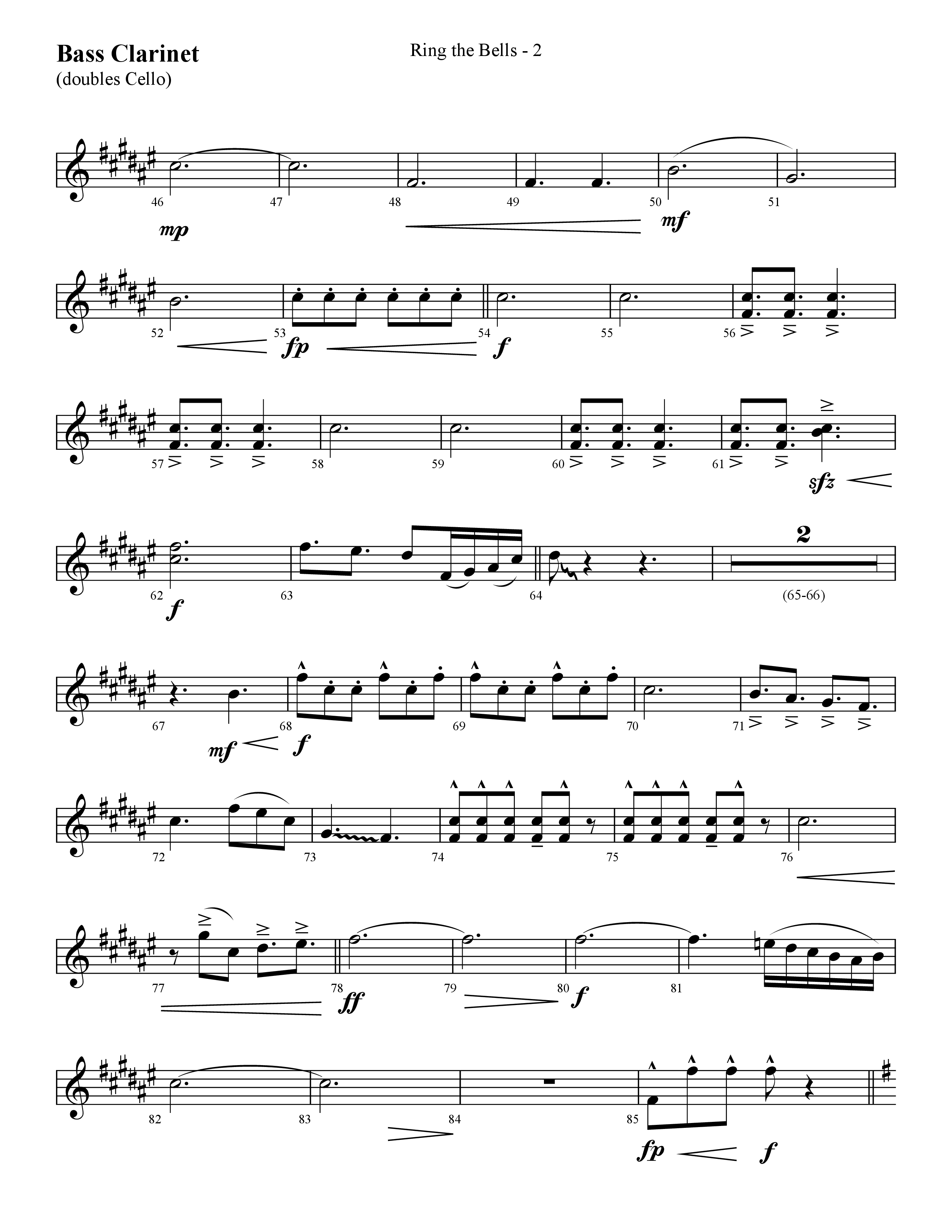 Ring The Bells (Choral Anthem SATB) Bass Clarinet (Lifeway Choral / Arr. Cliff Duren)