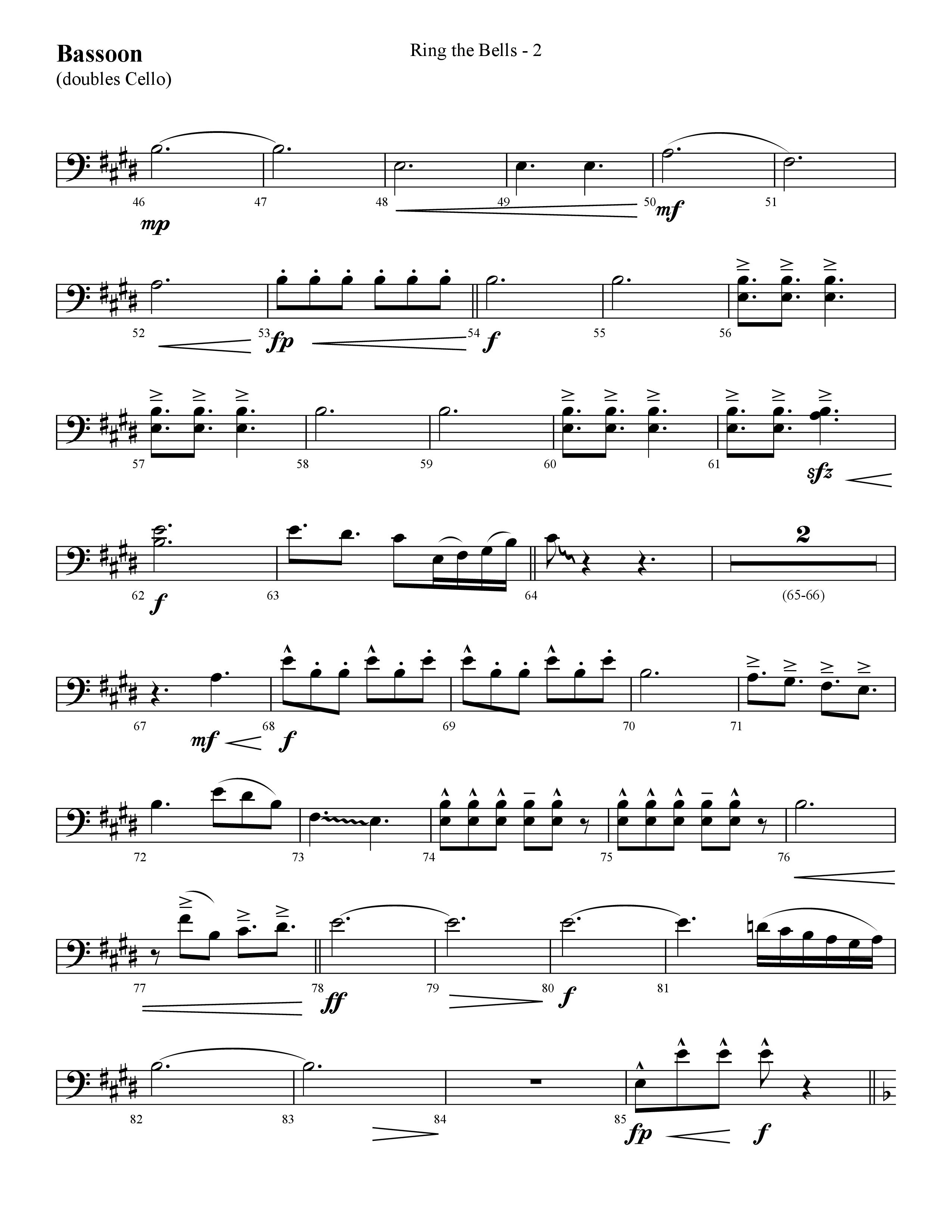 Ring The Bells (Choral Anthem SATB) Bassoon (Lifeway Choral / Arr. Cliff Duren)