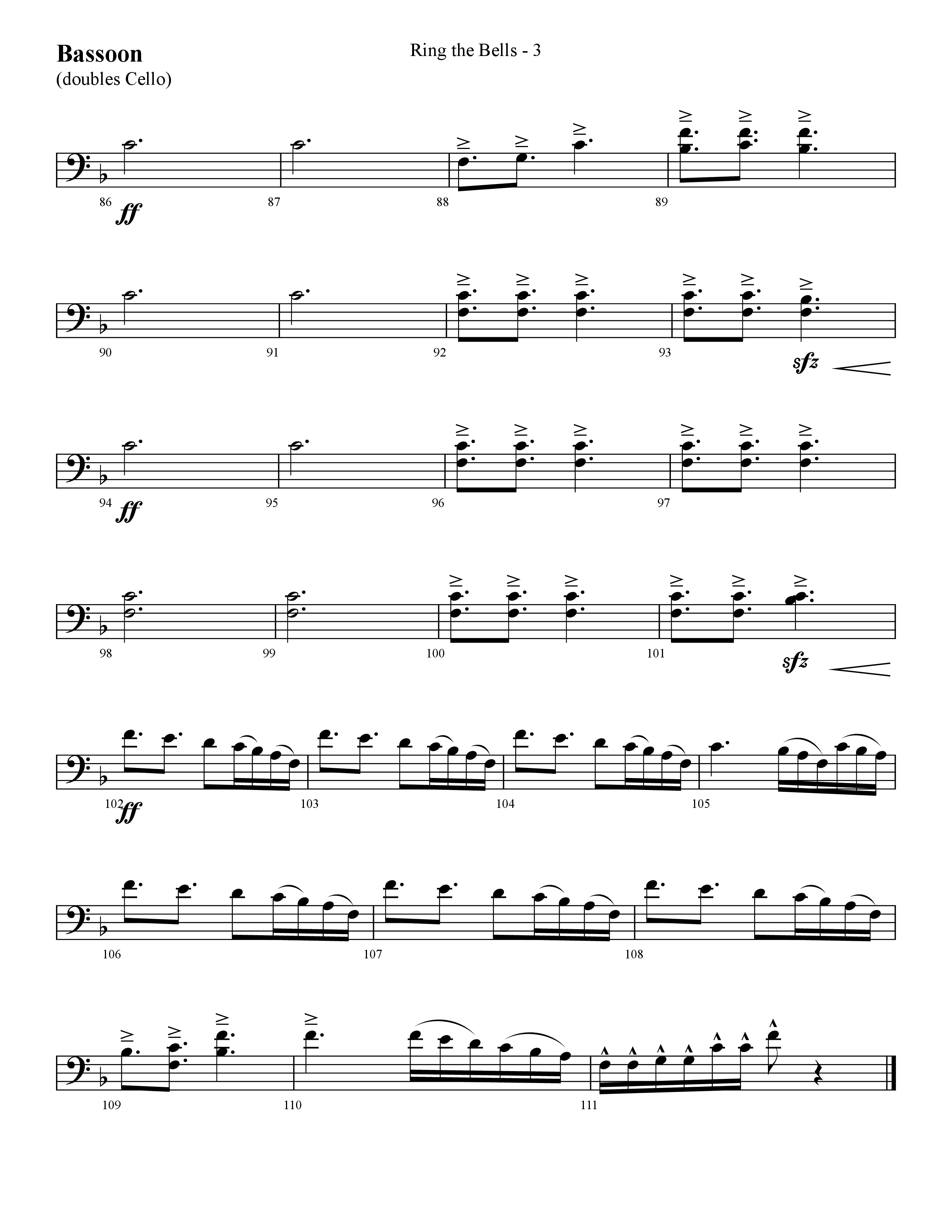 Ring The Bells (Choral Anthem SATB) Bassoon (Lifeway Choral / Arr. Cliff Duren)