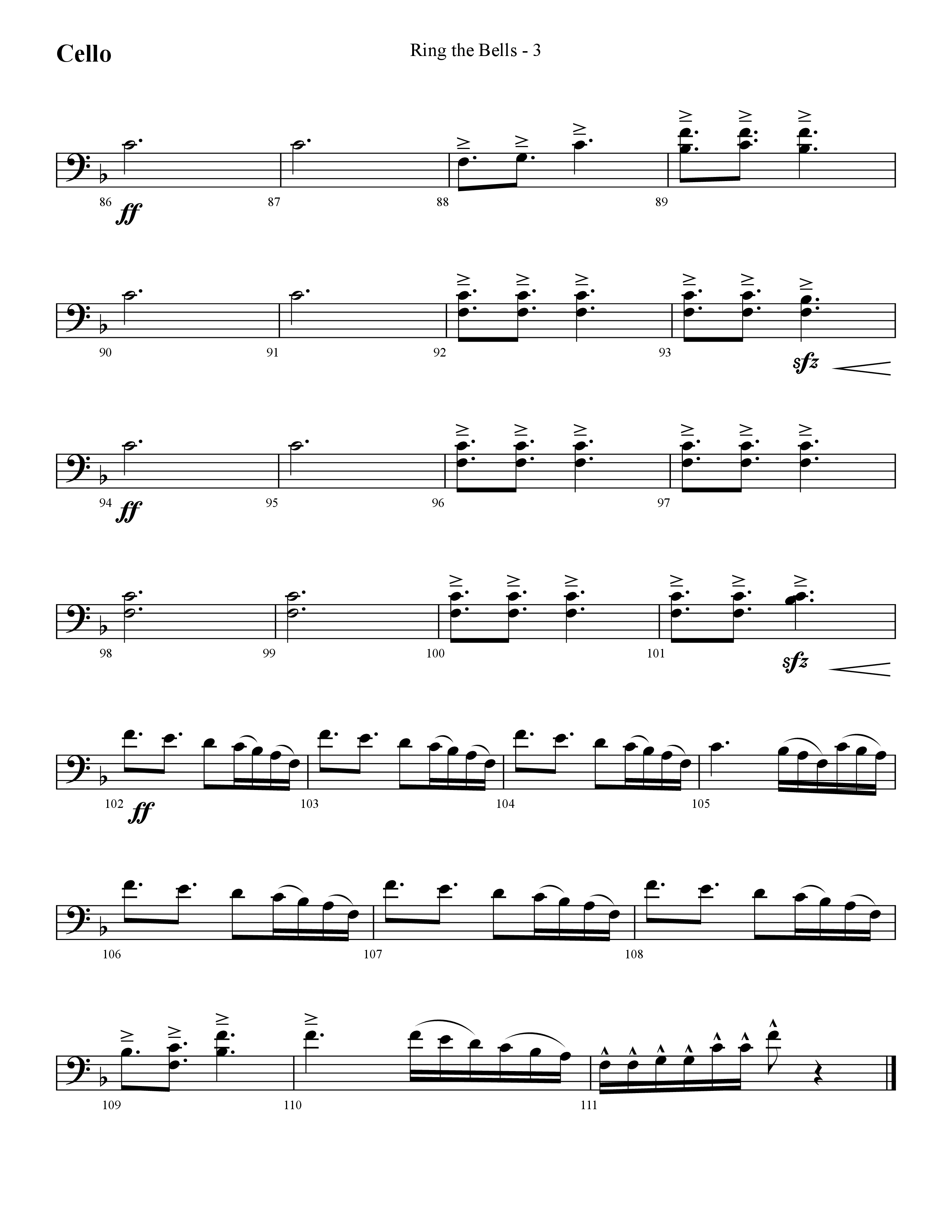 Ring The Bells (Choral Anthem SATB) Cello (Lifeway Choral / Arr. Cliff Duren)