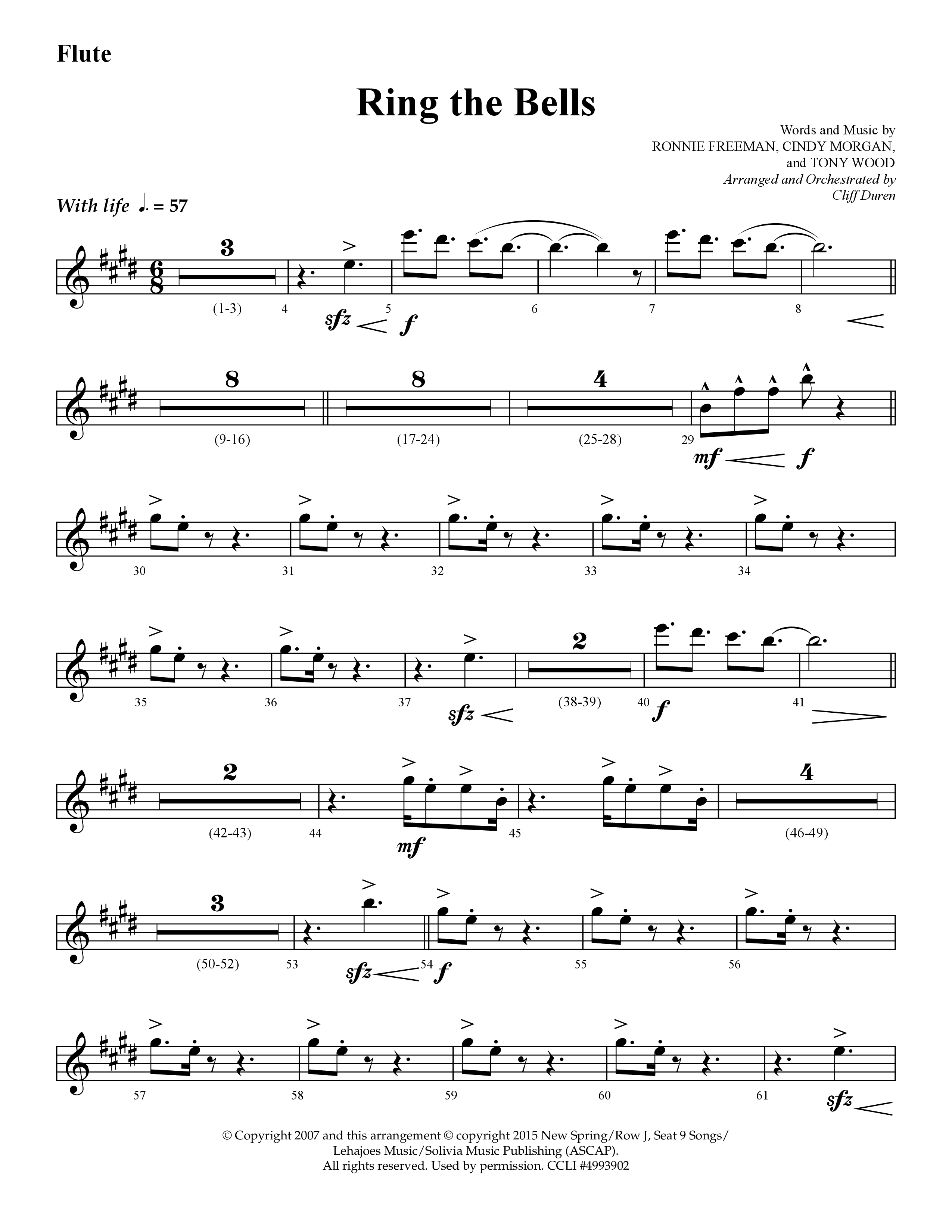 Ring The Bells (Choral Anthem SATB) Flute (Lifeway Choral / Arr. Cliff Duren)