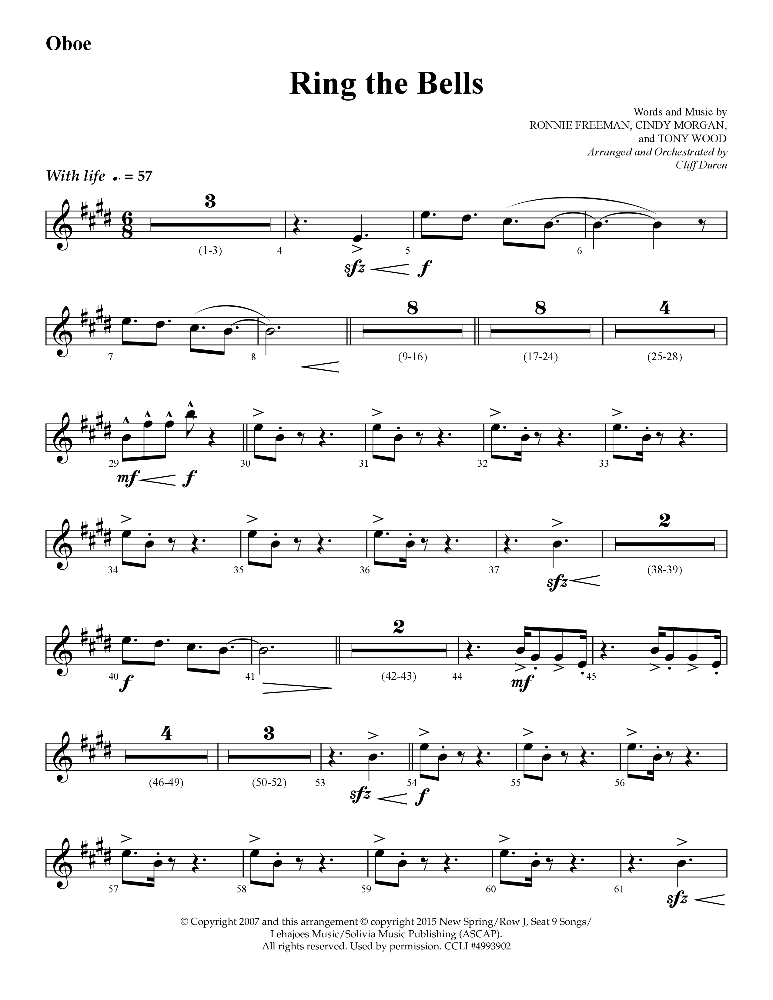 Ring The Bells (Choral Anthem SATB) Oboe (Lifeway Choral / Arr. Cliff Duren)