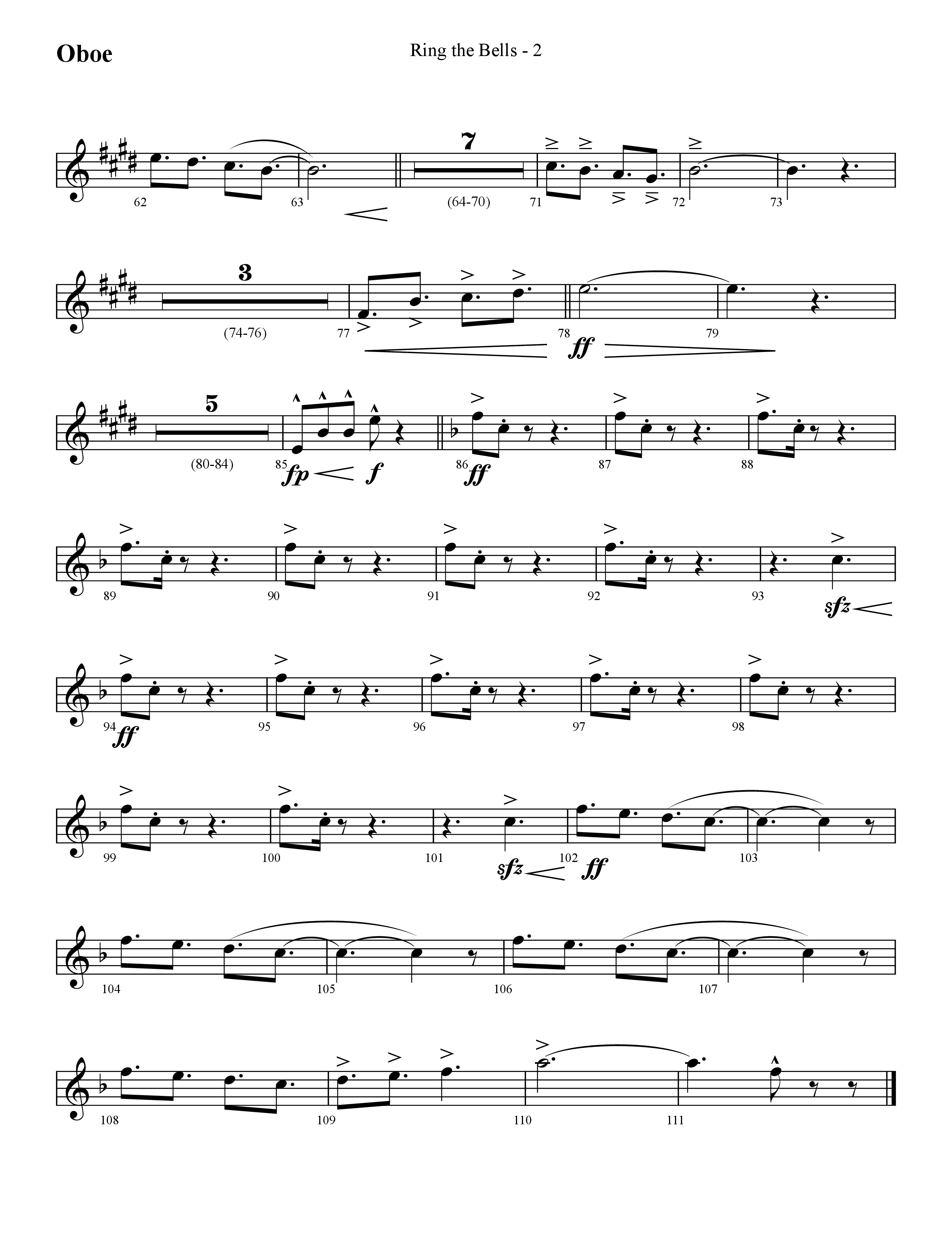Ring The Bells (Choral Anthem SATB) Oboe (Lifeway Choral / Arr. Cliff Duren)