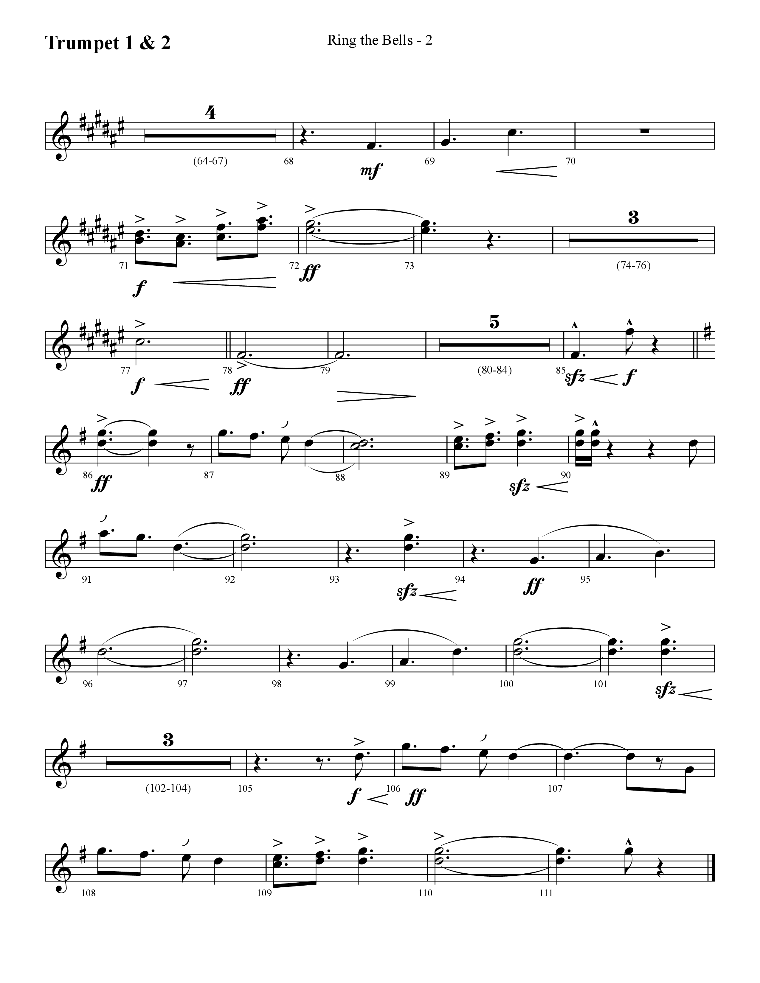 Ring The Bells (Choral Anthem SATB) Trumpet 1,2 (Lifeway Choral / Arr. Cliff Duren)