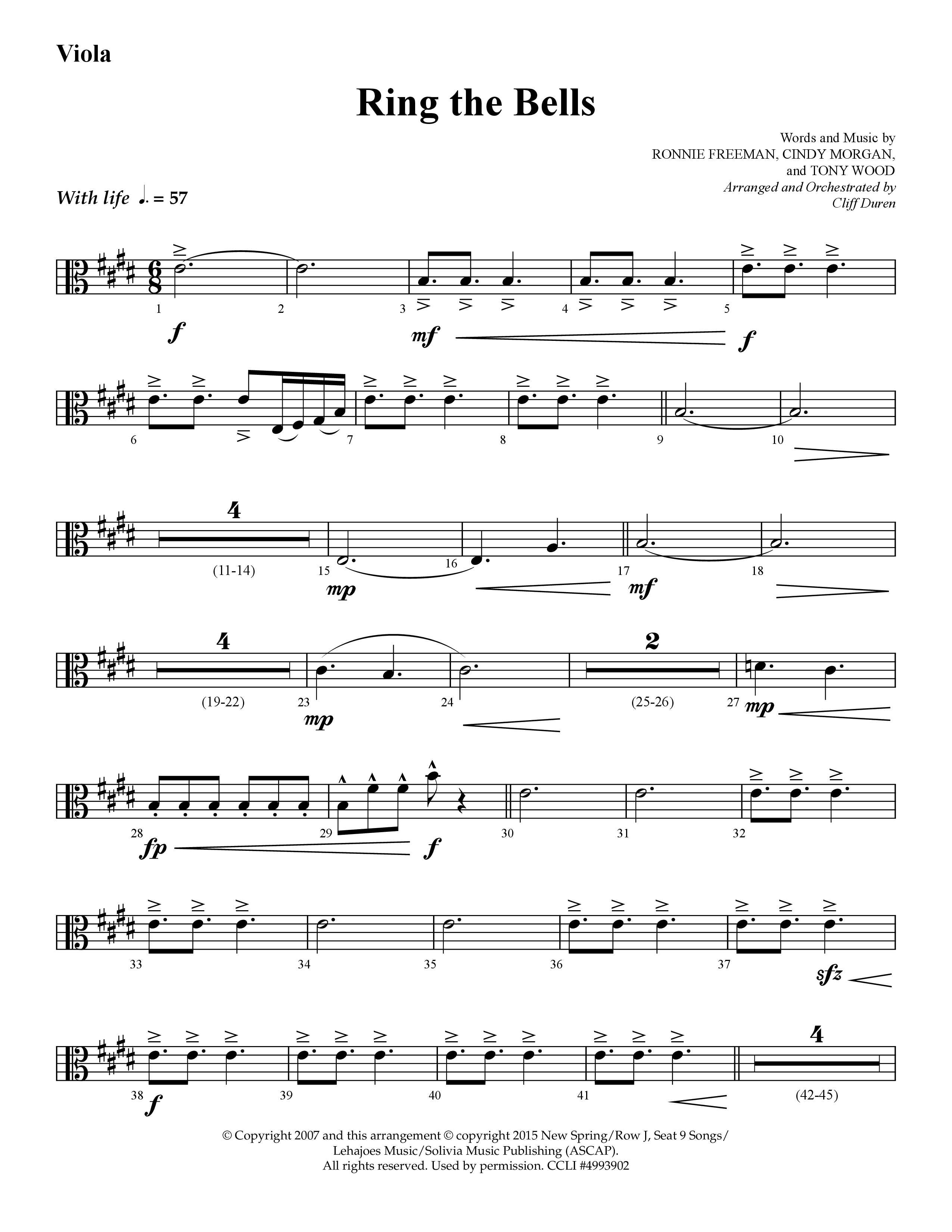 Ring The Bells (Choral Anthem SATB) Viola (Lifeway Choral / Arr. Cliff Duren)