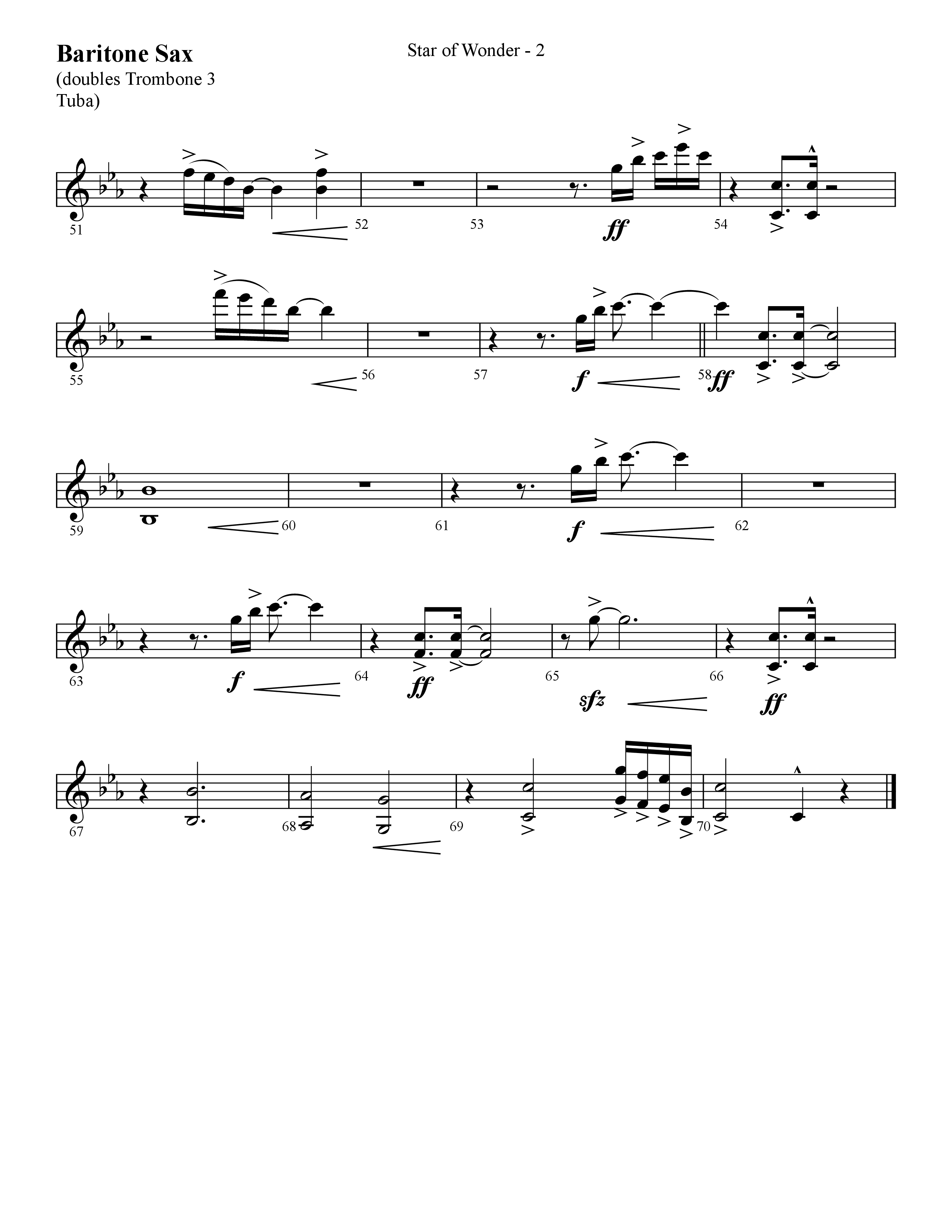 Star Of Wonder (Choral Anthem SATB) Bari Sax (Lifeway Choral / Arr. Cliff Duren)