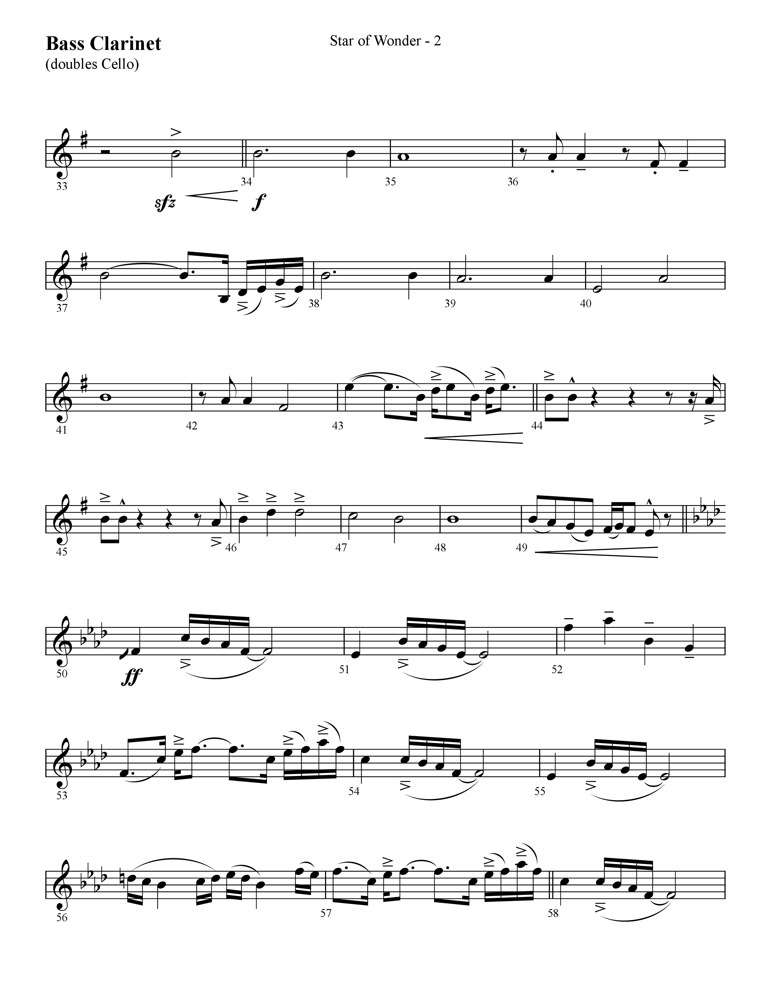 Star Of Wonder (Choral Anthem SATB) Bass Clarinet (Lifeway Choral / Arr. Cliff Duren)