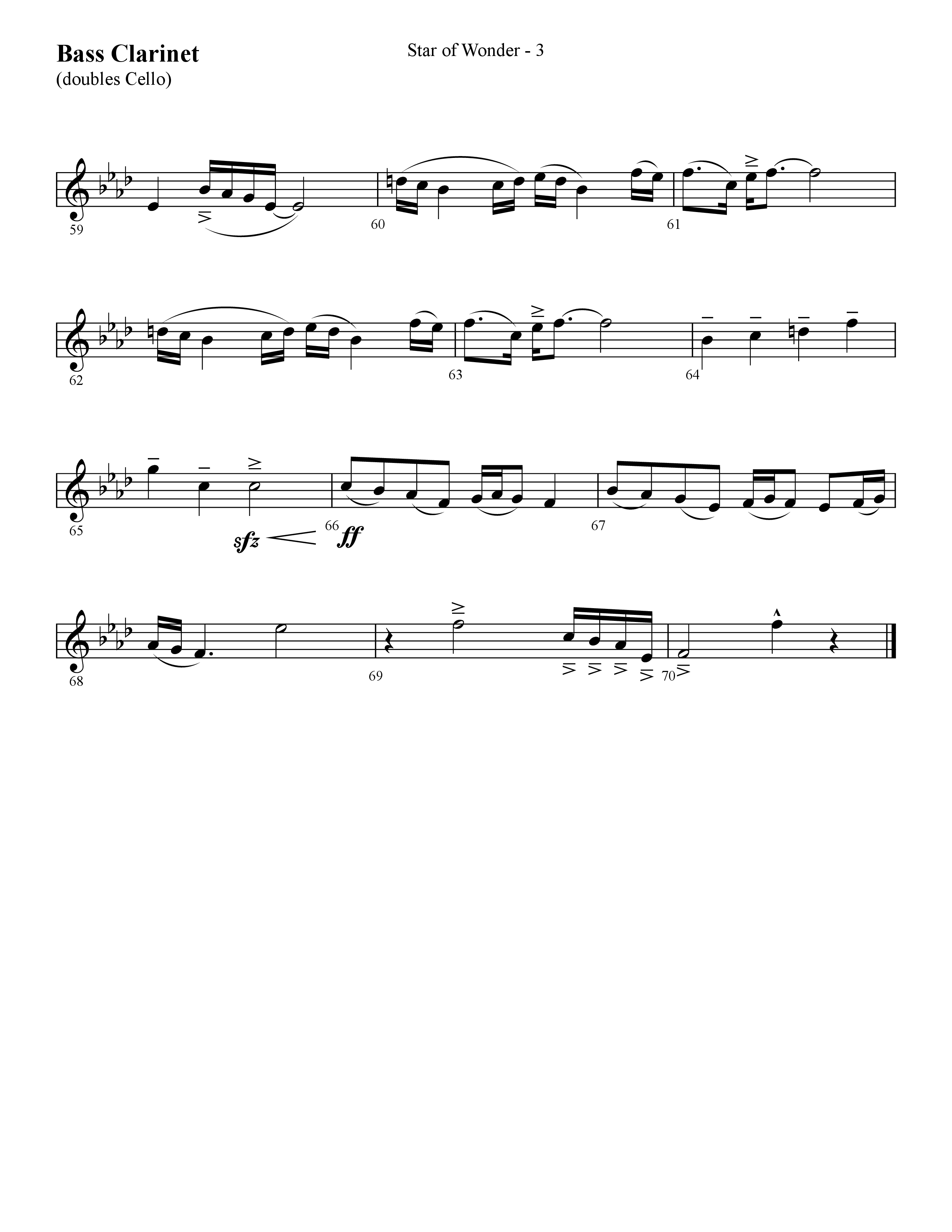 Star Of Wonder (Choral Anthem SATB) Bass Clarinet (Lifeway Choral / Arr. Cliff Duren)