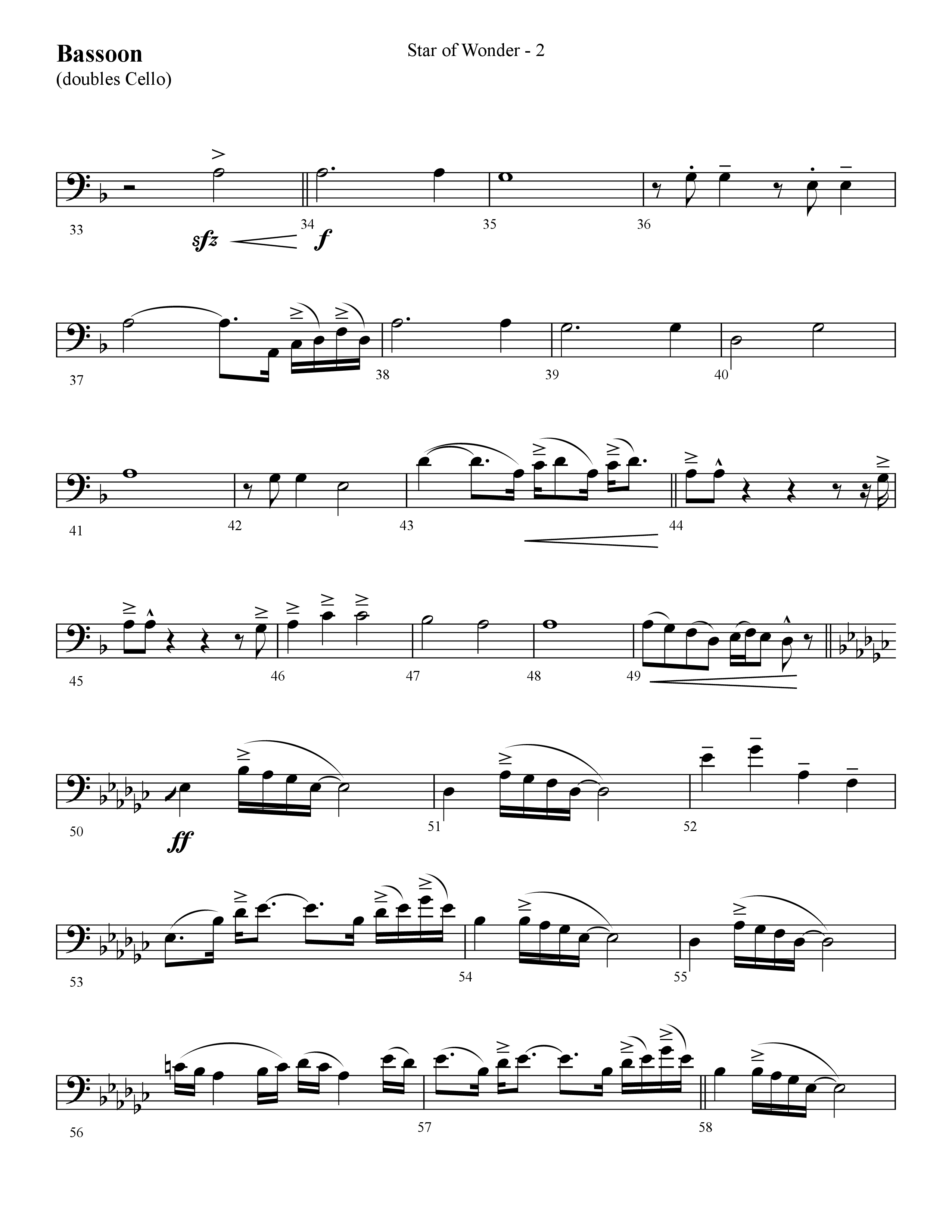 Star Of Wonder (Choral Anthem SATB) Bassoon (Lifeway Choral / Arr. Cliff Duren)
