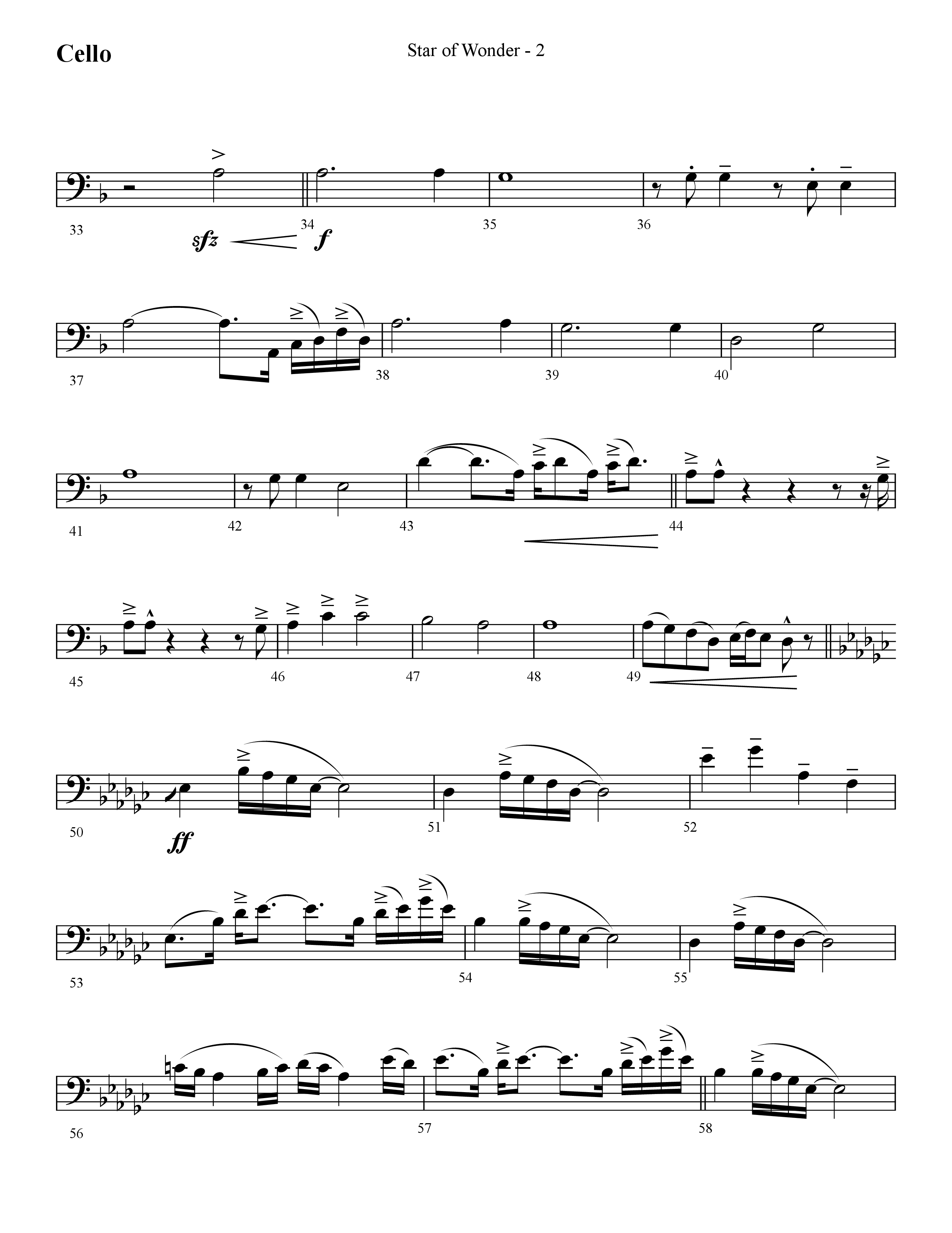 Star Of Wonder (Choral Anthem SATB) Cello (Lifeway Choral / Arr. Cliff Duren)