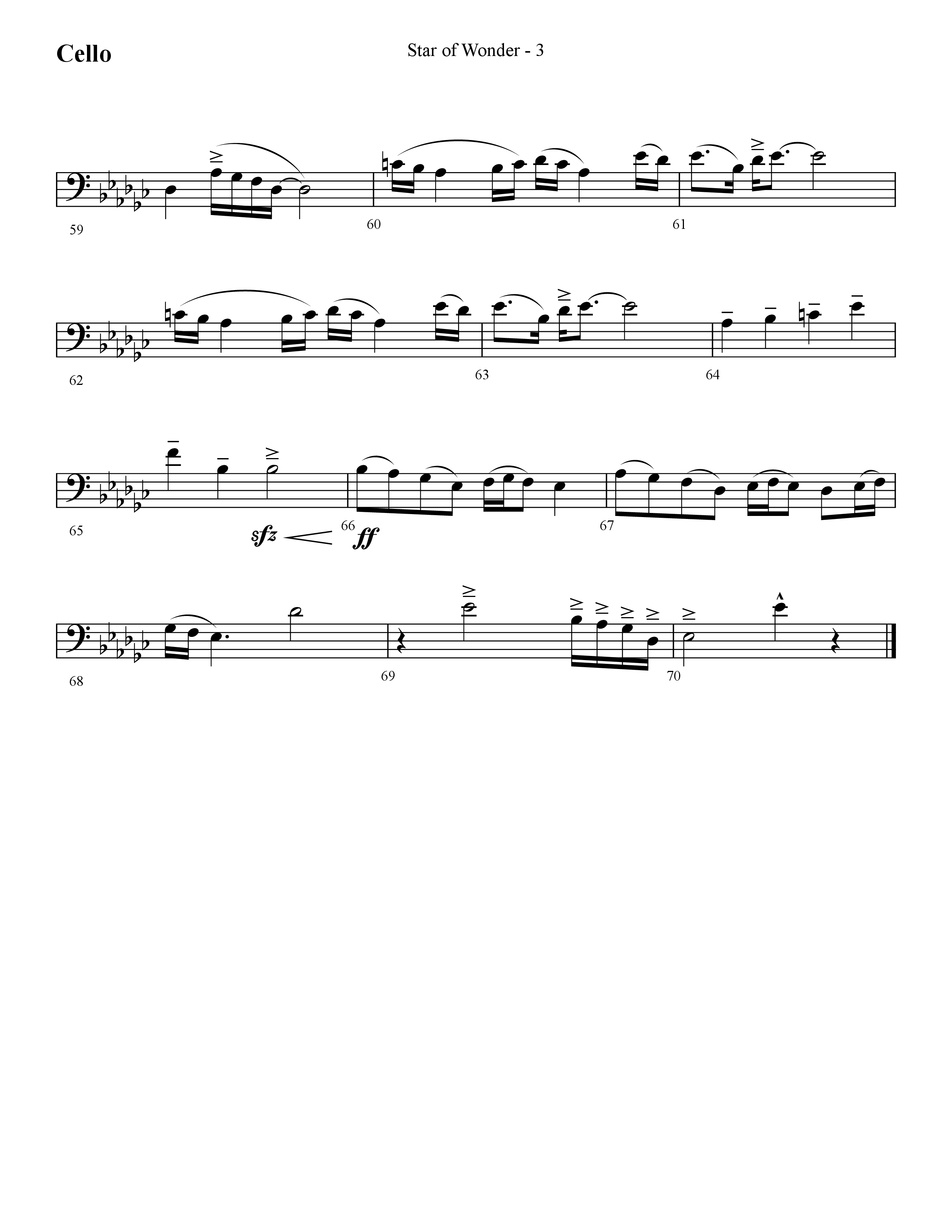 Star Of Wonder (Choral Anthem SATB) Cello (Lifeway Choral / Arr. Cliff Duren)