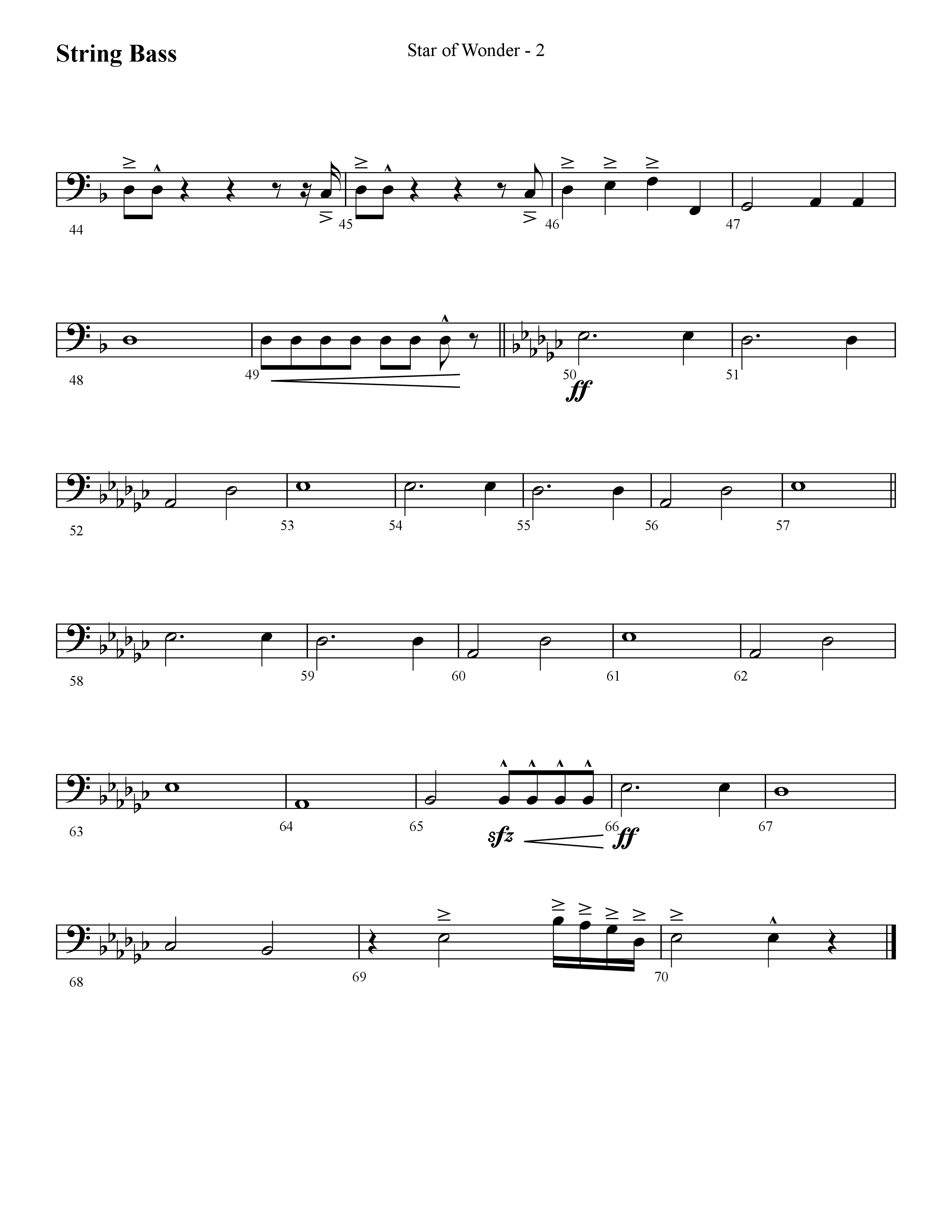 Star Of Wonder (Choral Anthem SATB) String Bass (Lifeway Choral / Arr. Cliff Duren)