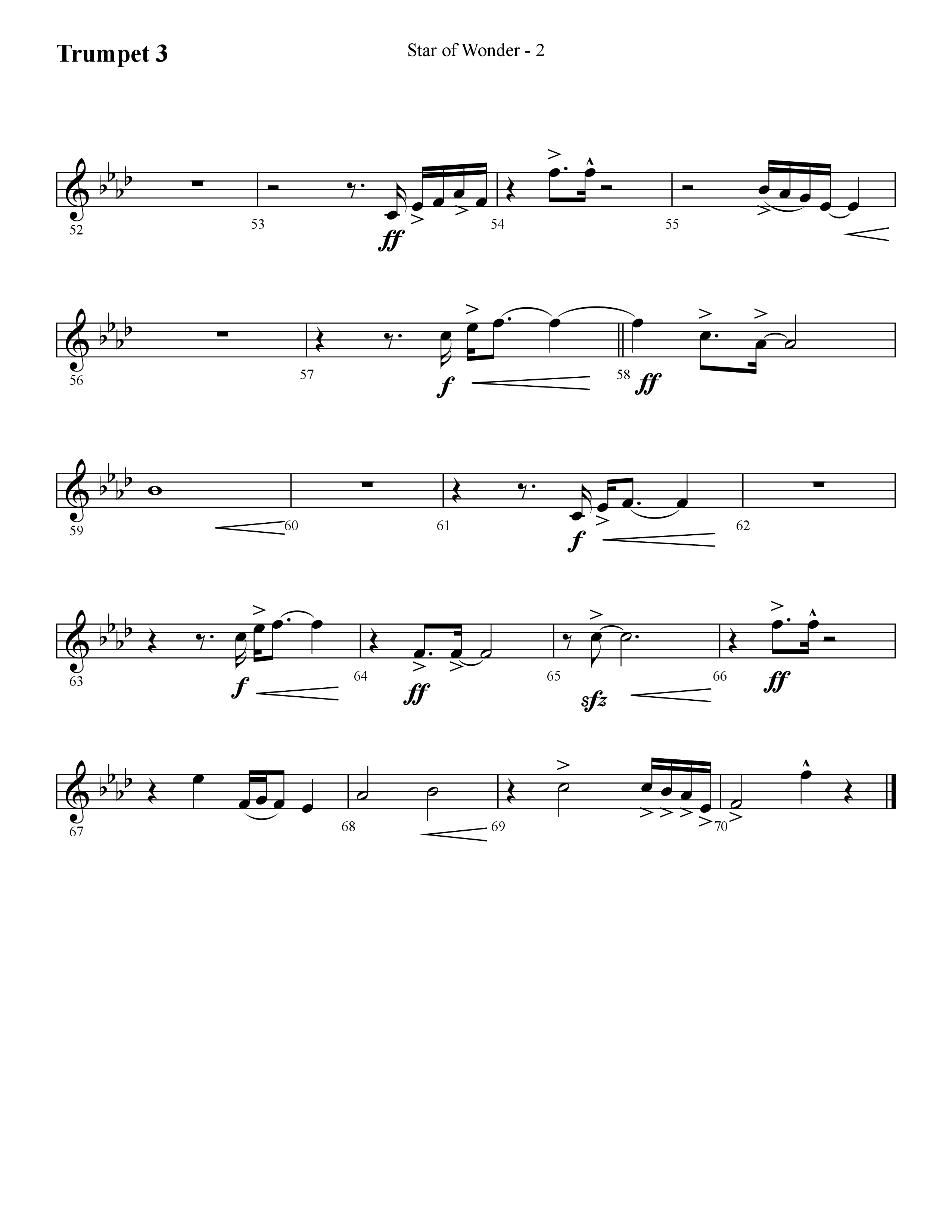 Star Of Wonder (Choral Anthem SATB) Trumpet 3 (Lifeway Choral / Arr. Cliff Duren)