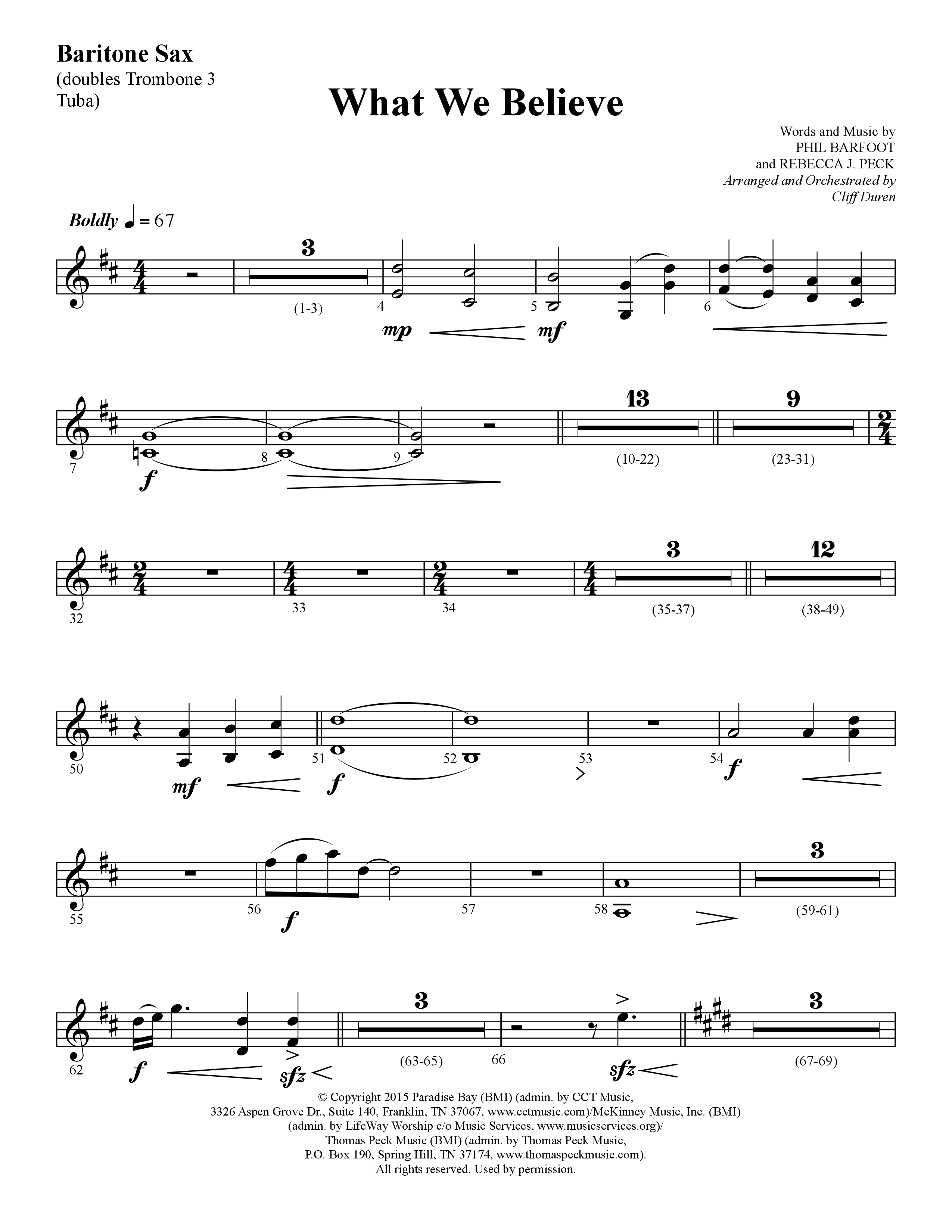 What We Believe (Choral Anthem SATB) Bari Sax (Lifeway Choral / Arr. Cliff Duren)