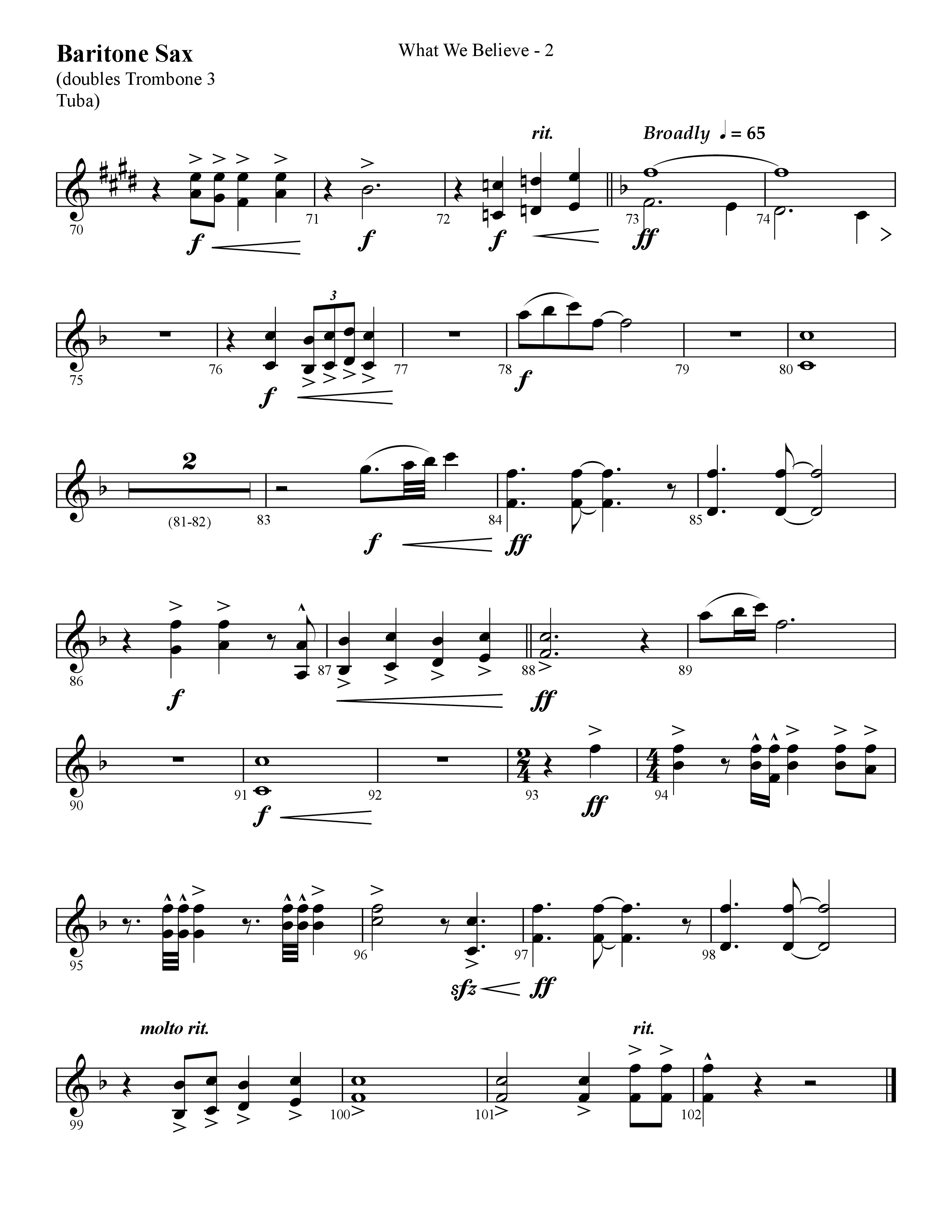 What We Believe (Choral Anthem SATB) Bari Sax (Lifeway Choral / Arr. Cliff Duren)
