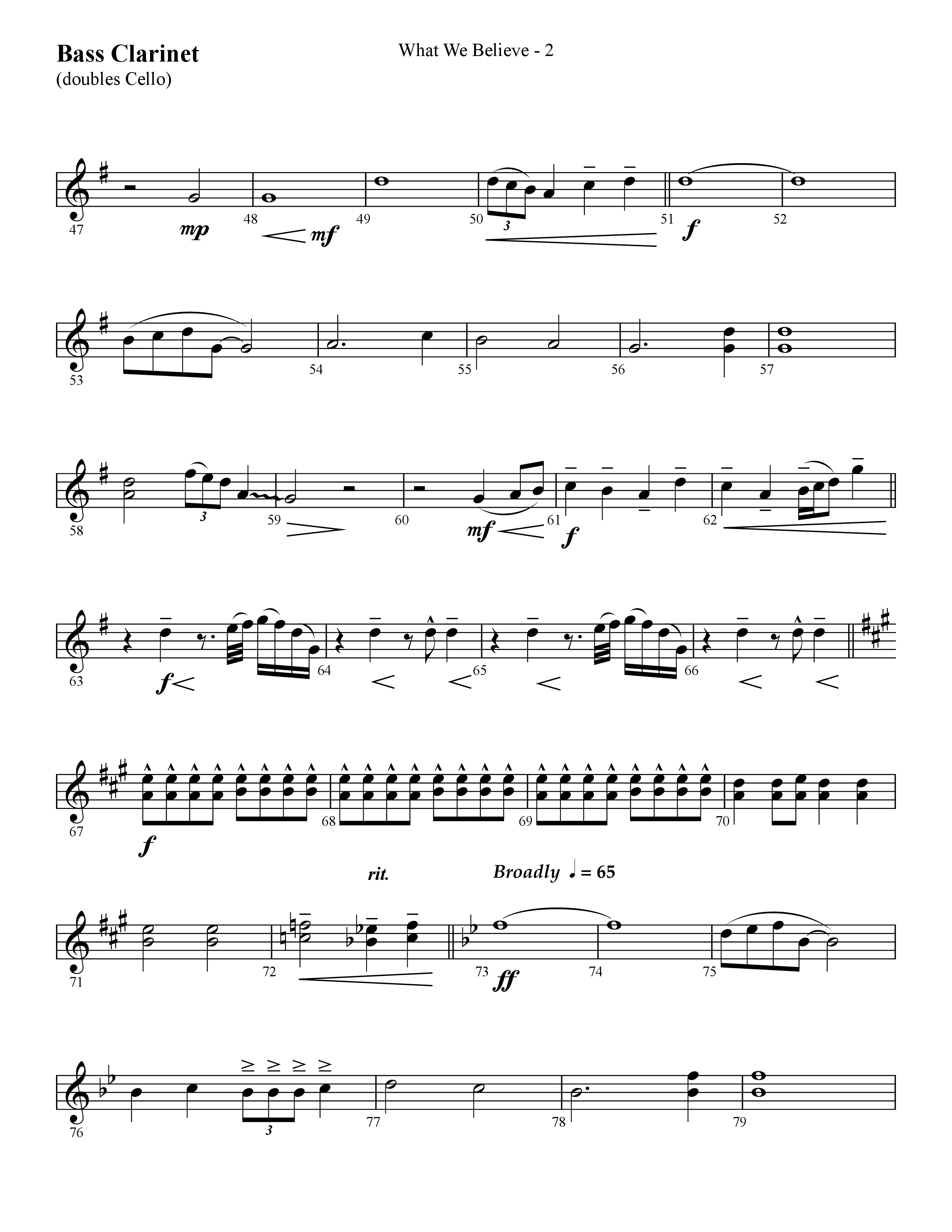 What We Believe (Choral Anthem SATB) Bass Clarinet (Lifeway Choral / Arr. Cliff Duren)