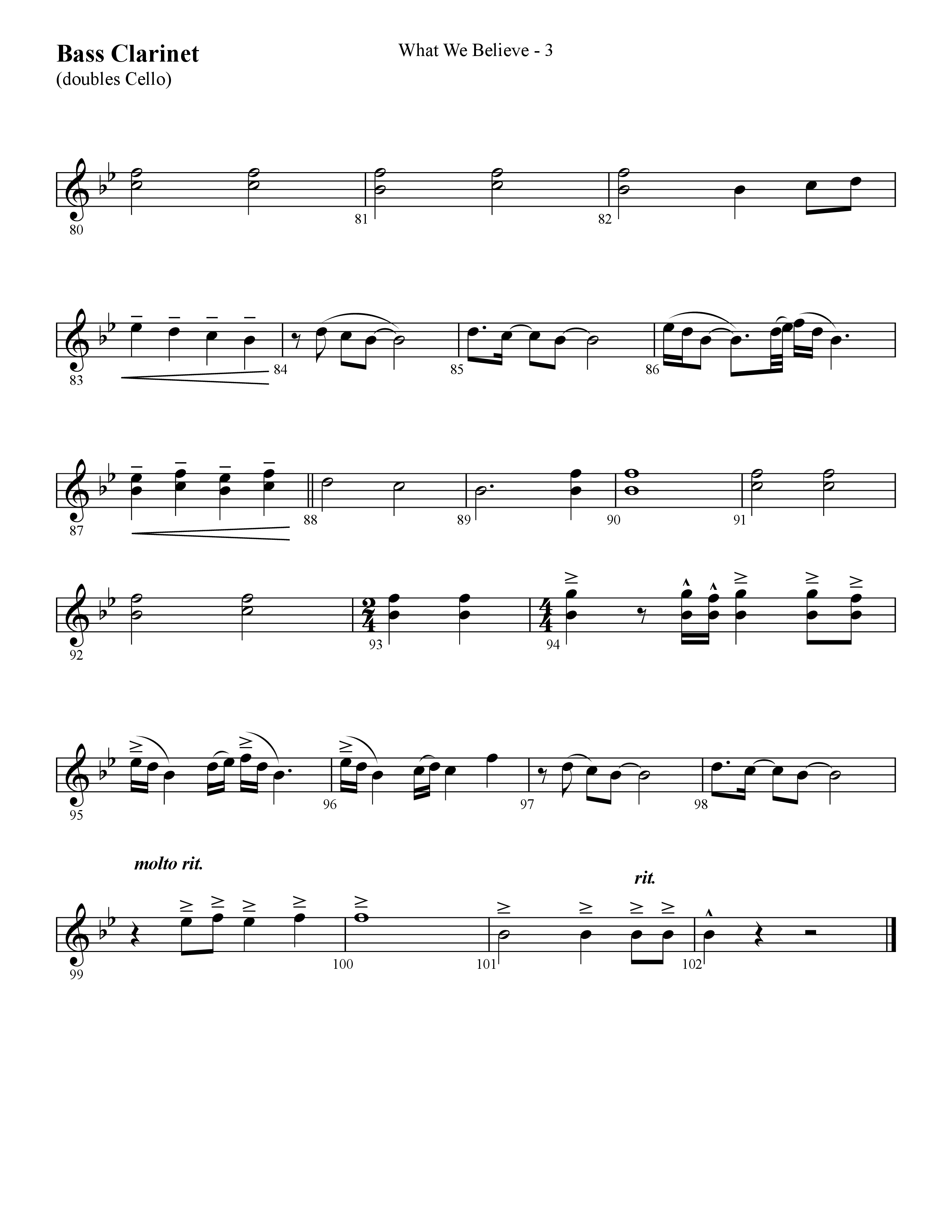What We Believe (Choral Anthem SATB) Bass Clarinet (Lifeway Choral / Arr. Cliff Duren)