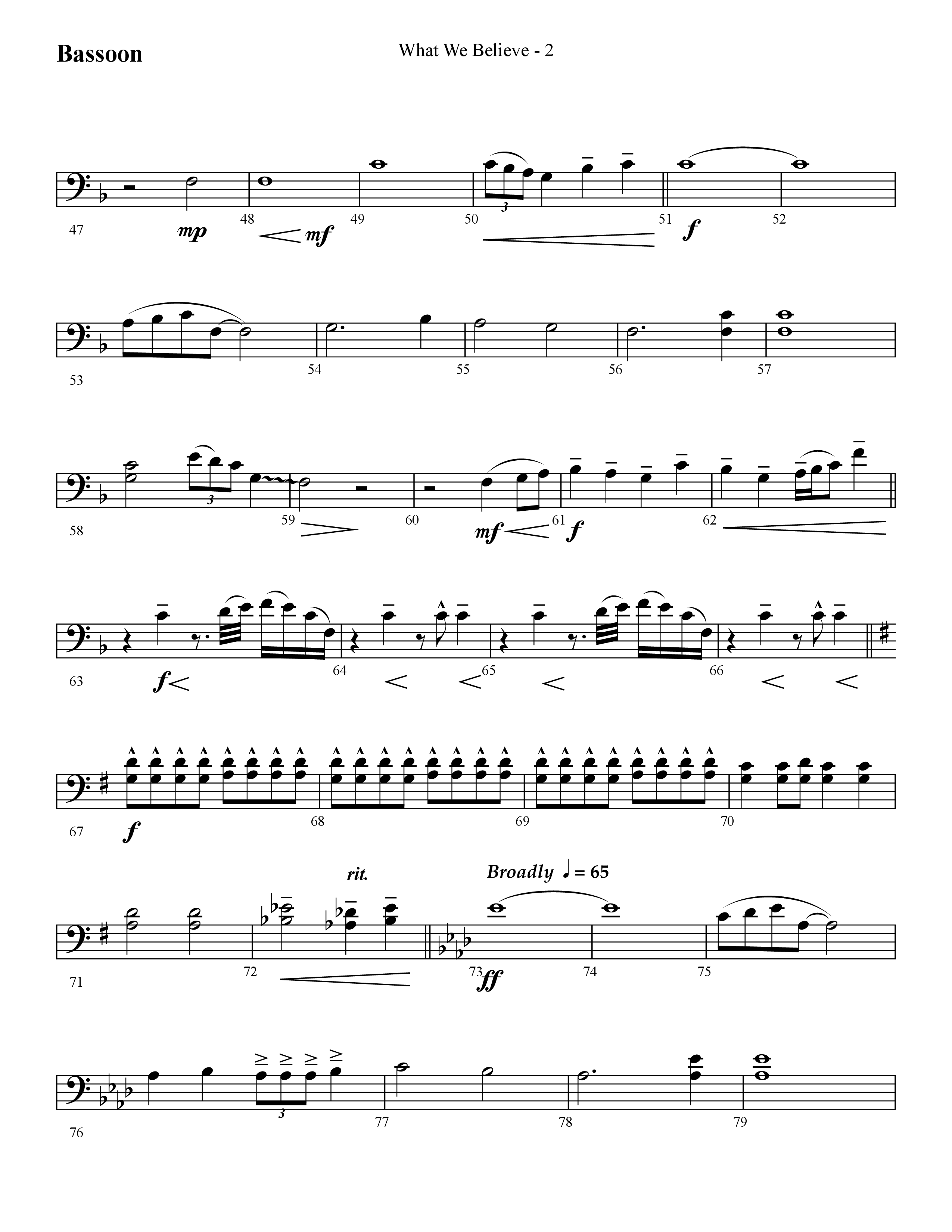 What We Believe (Choral Anthem SATB) Bassoon (Lifeway Choral / Arr. Cliff Duren)