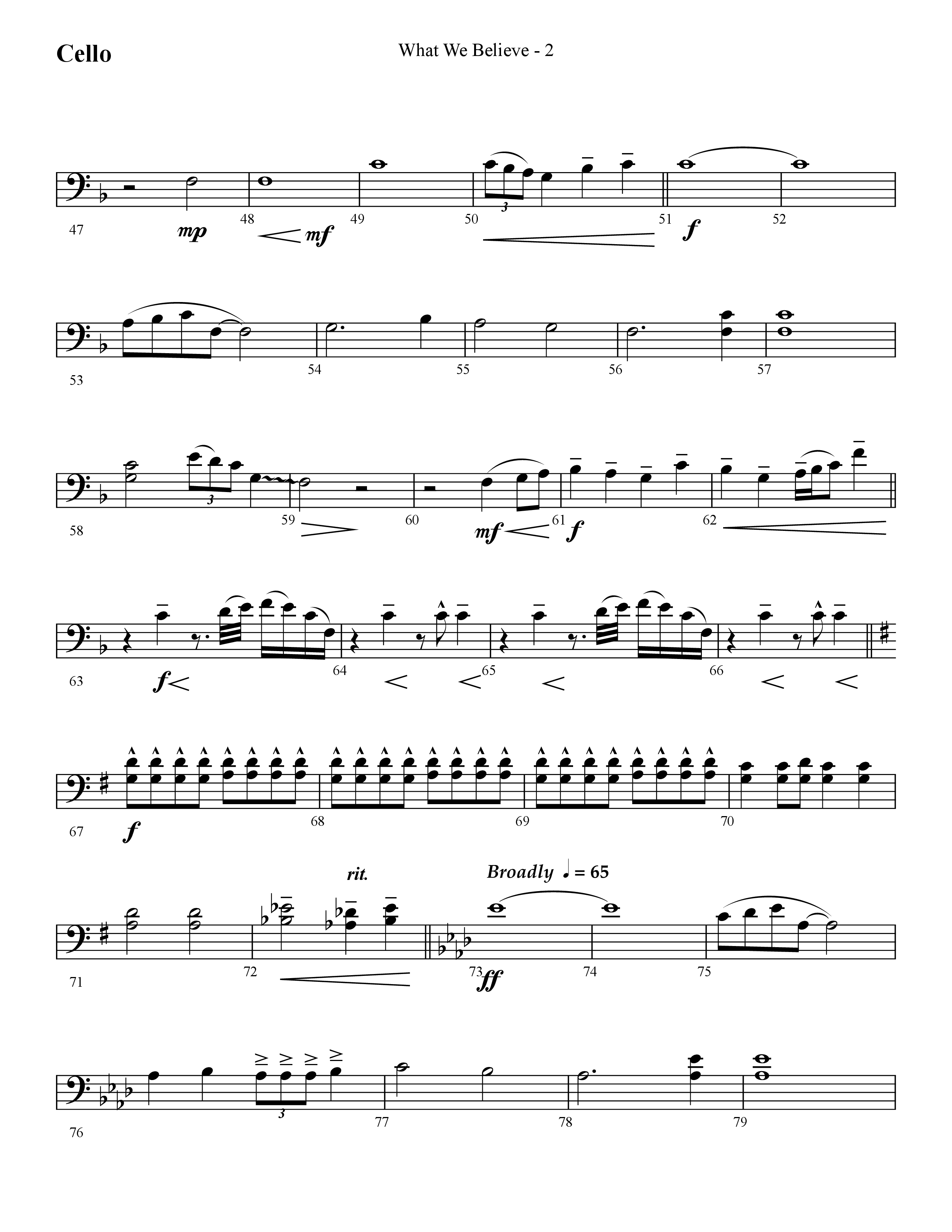 What We Believe (Choral Anthem SATB) Cello (Lifeway Choral / Arr. Cliff Duren)