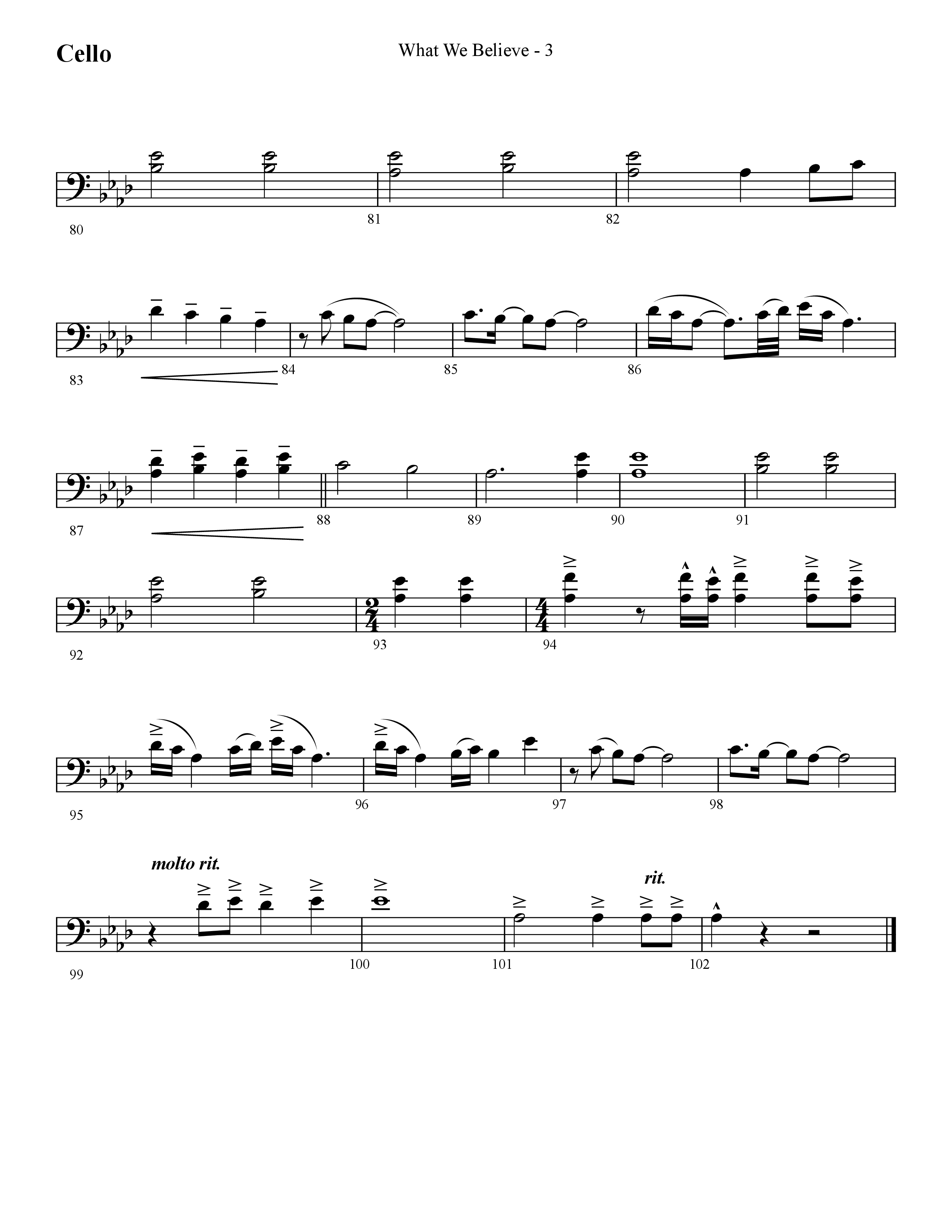 What We Believe (Choral Anthem SATB) Cello (Lifeway Choral / Arr. Cliff Duren)