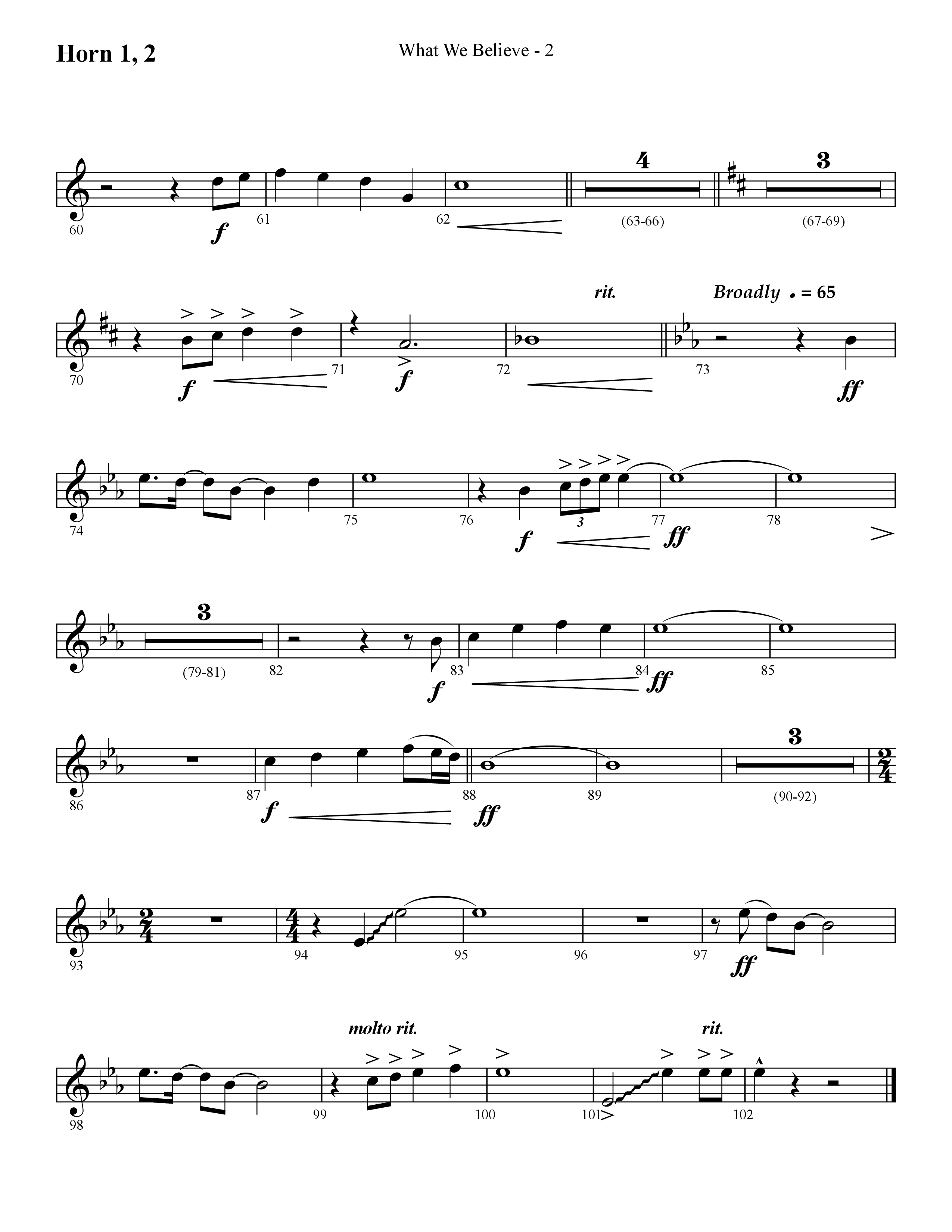 What We Believe (Choral Anthem SATB) French Horn 1/2 (Lifeway Choral / Arr. Cliff Duren)