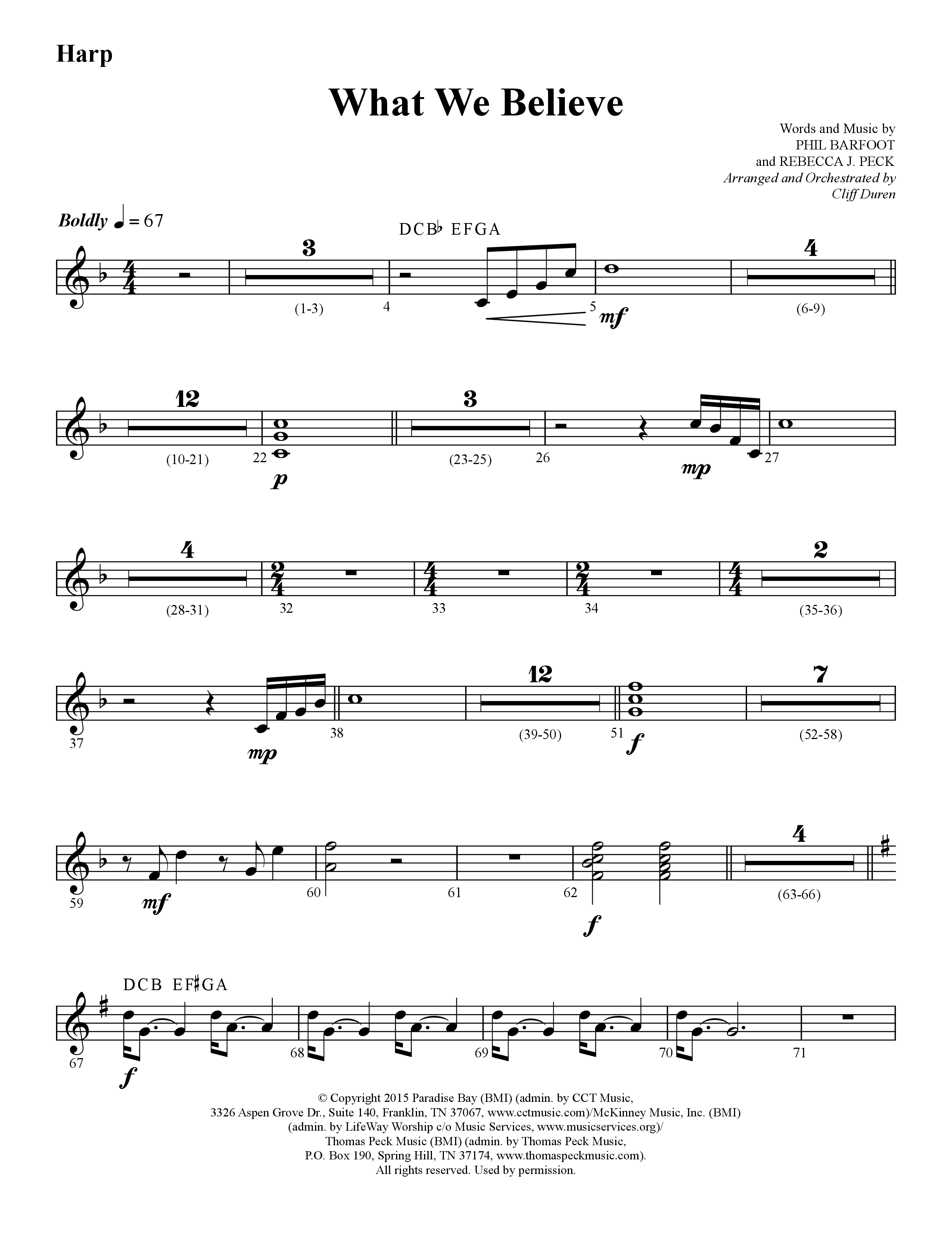 What We Believe (Choral Anthem SATB) Harp (Lifeway Choral / Arr. Cliff Duren)
