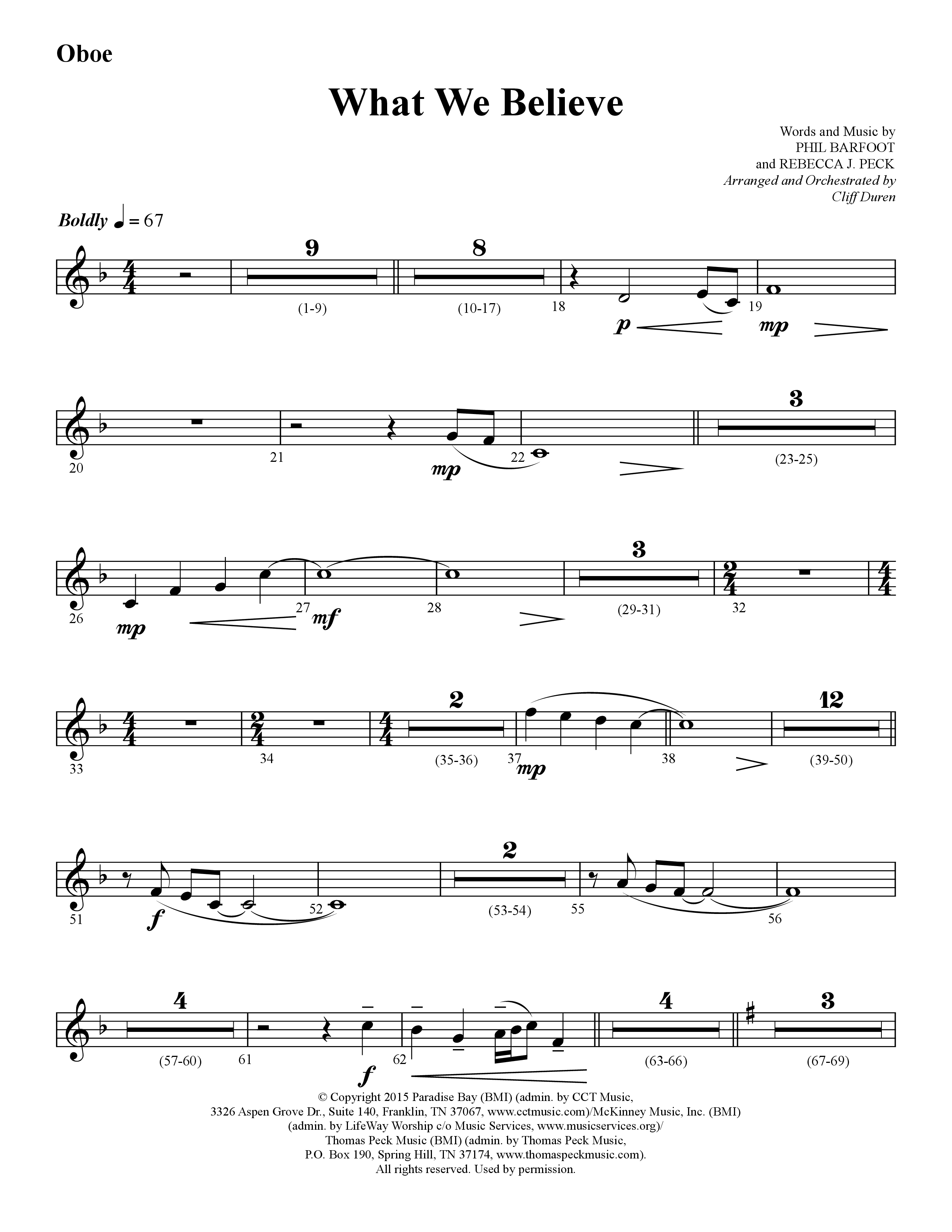 What We Believe (Choral Anthem SATB) Oboe (Lifeway Choral / Arr. Cliff Duren)