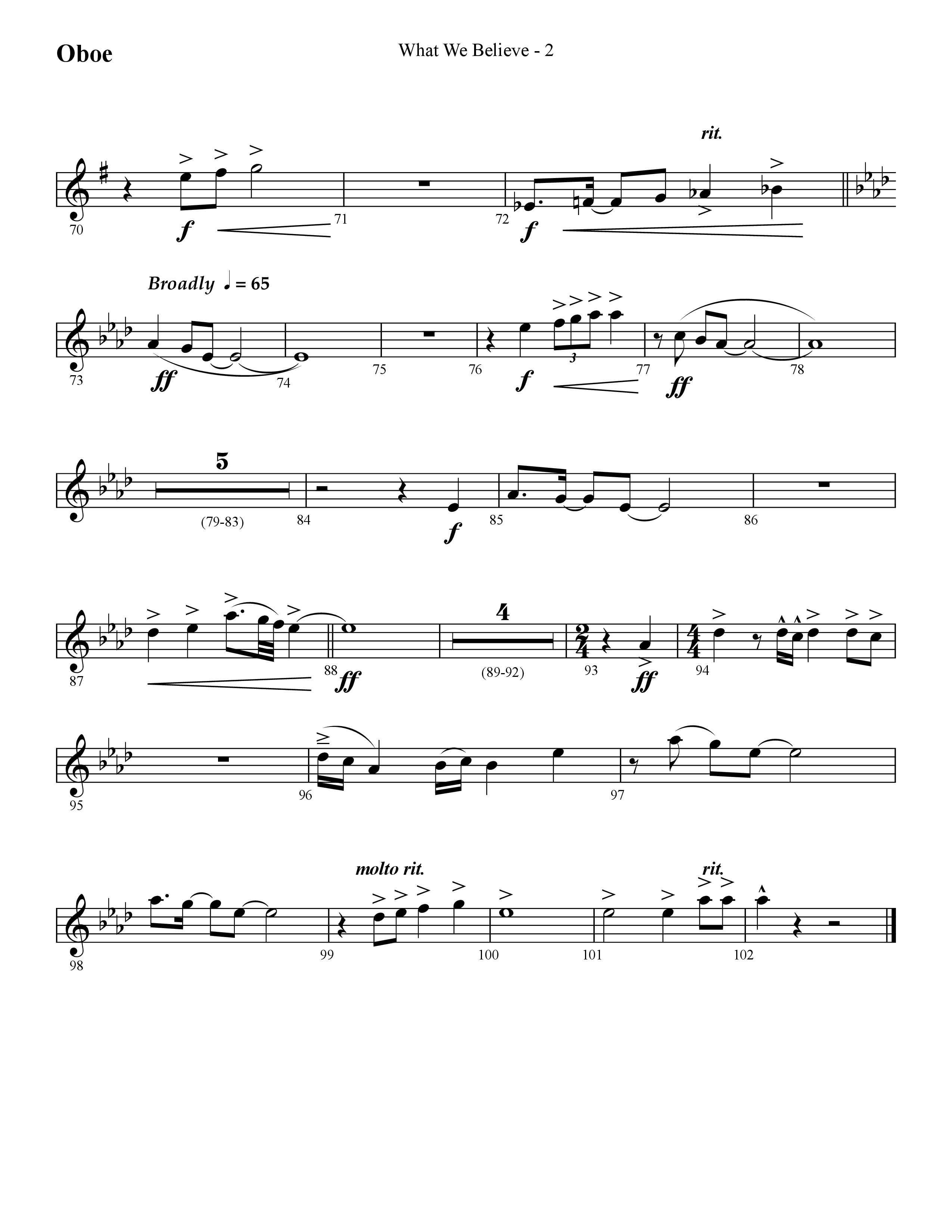 What We Believe (Choral Anthem SATB) Oboe (Lifeway Choral / Arr. Cliff Duren)