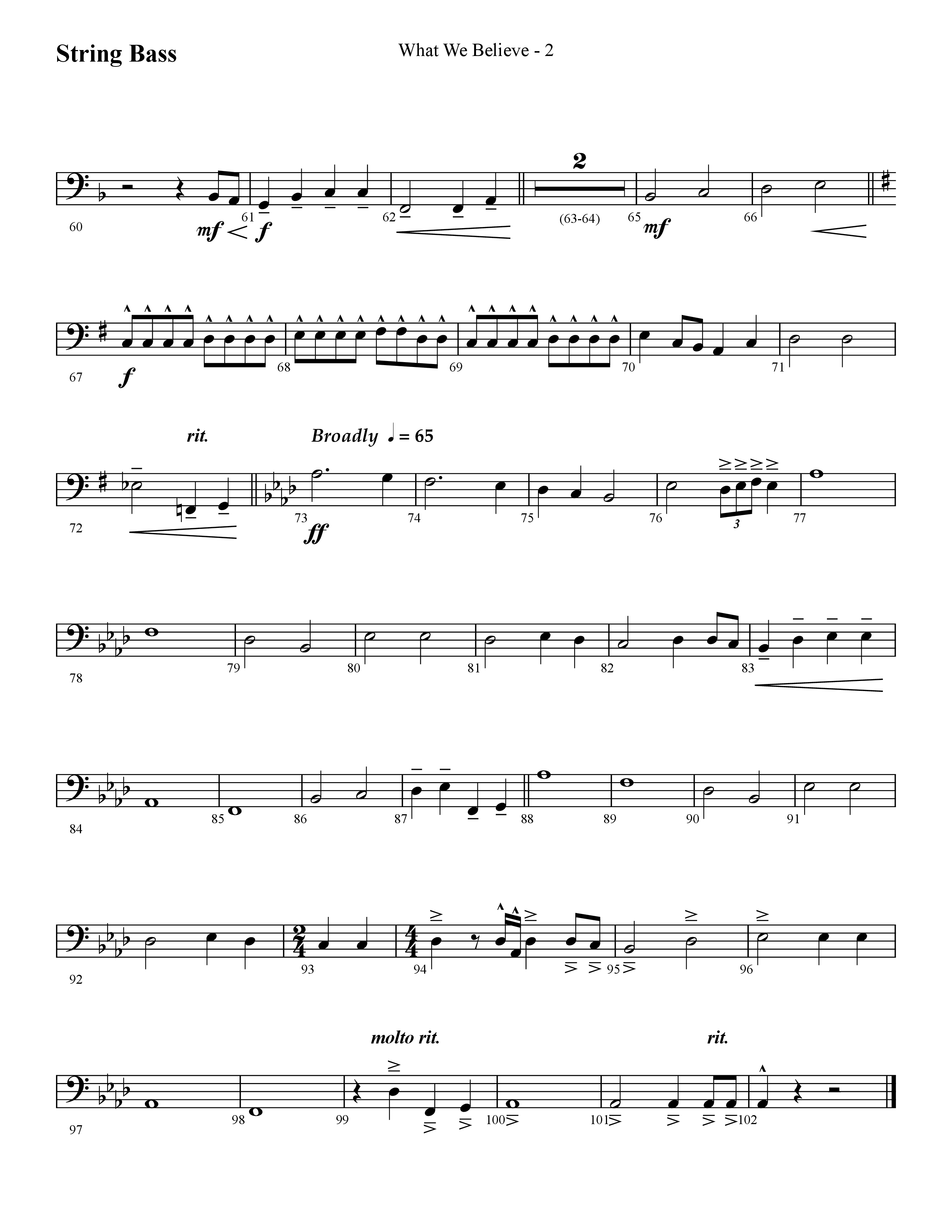What We Believe (Choral Anthem SATB) String Bass (Lifeway Choral / Arr. Cliff Duren)