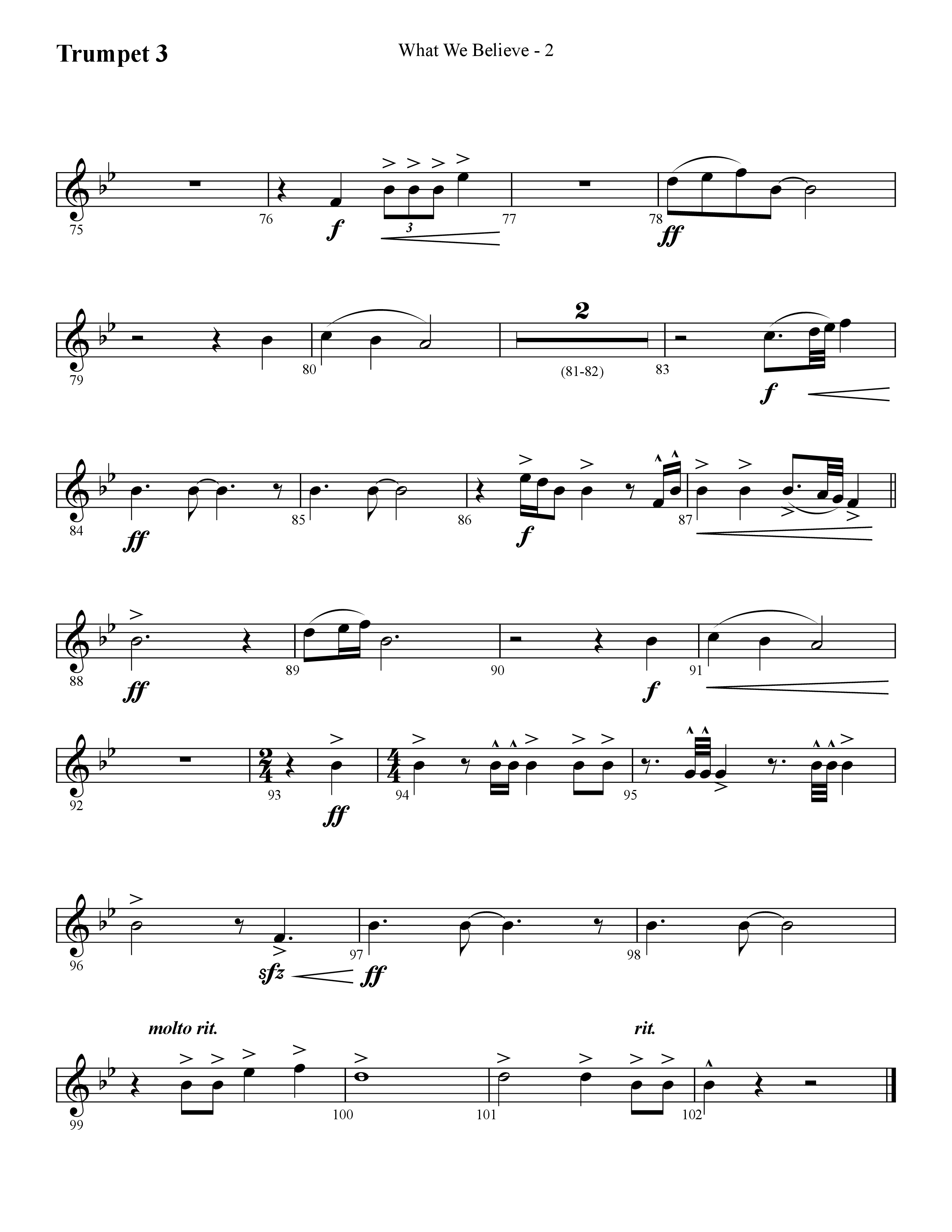 What We Believe (Choral Anthem SATB) Trumpet 3 (Lifeway Choral / Arr. Cliff Duren)