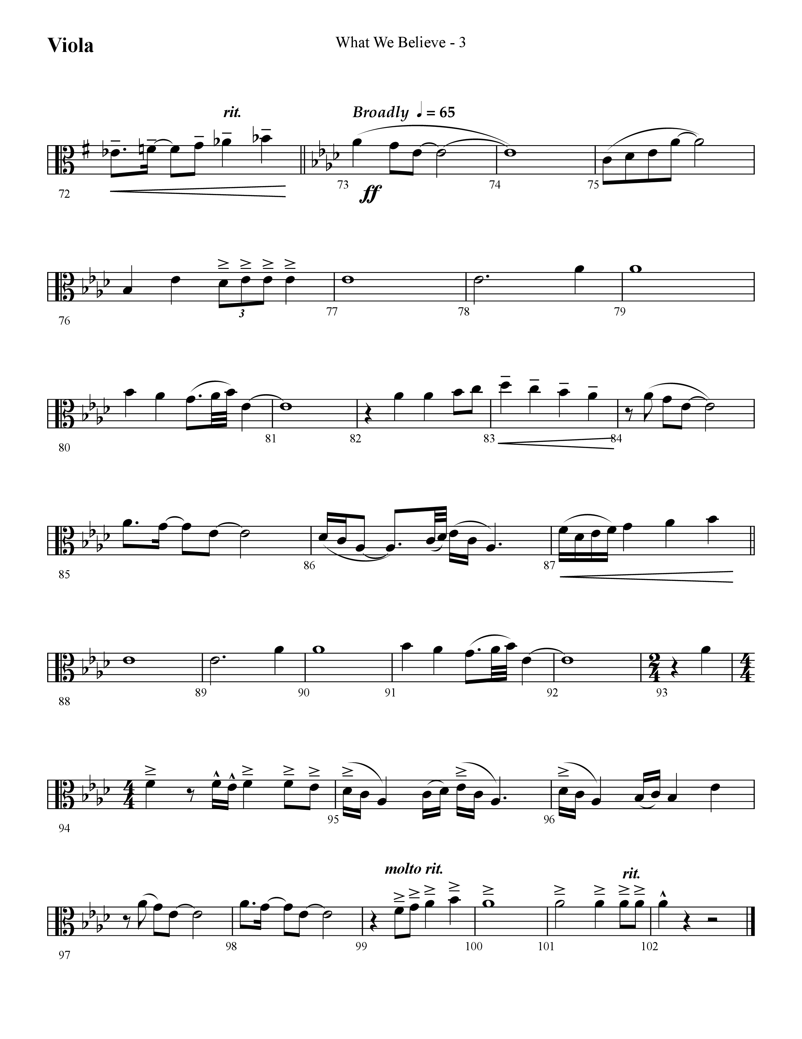 What We Believe (Choral Anthem SATB) Viola (Lifeway Choral / Arr. Cliff Duren)