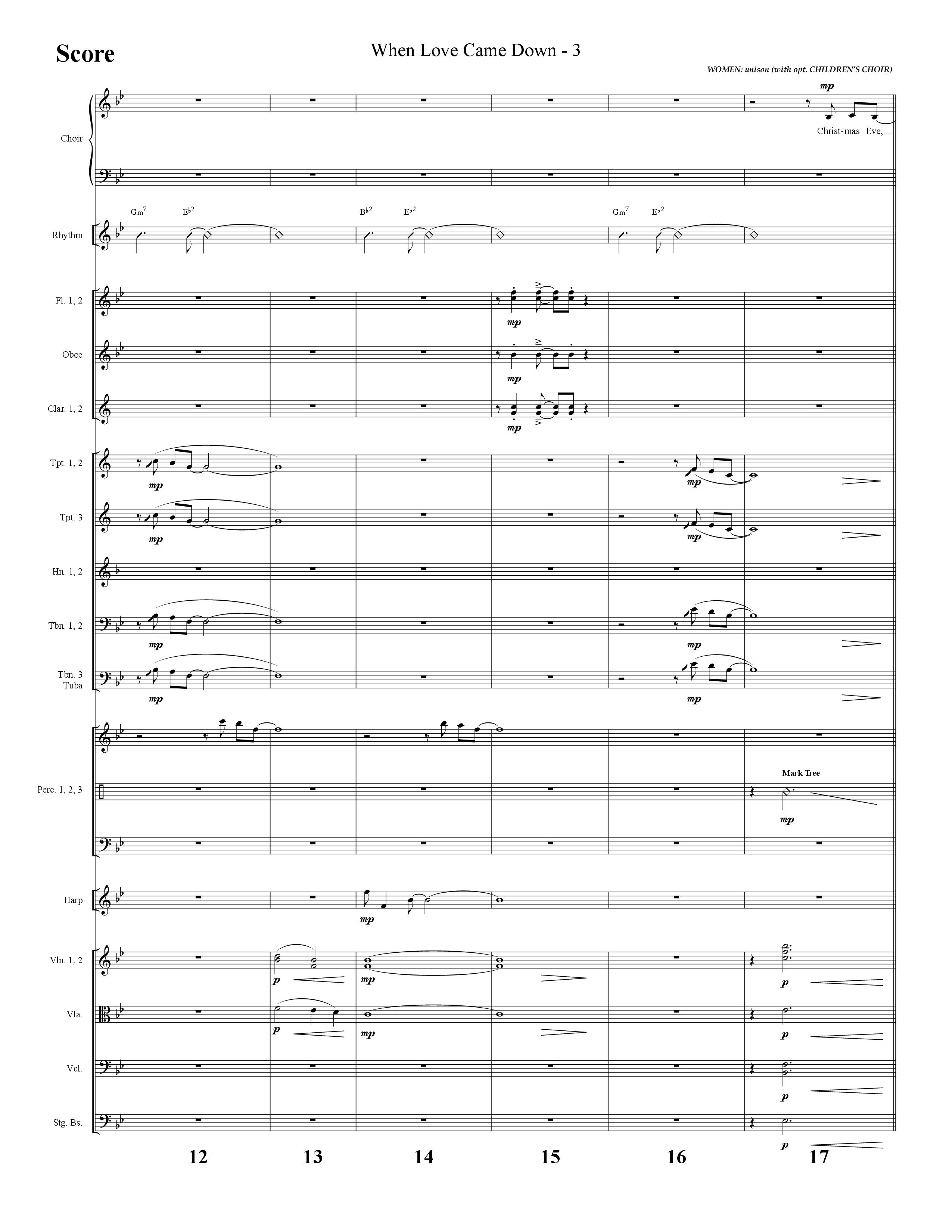 When Love Came Down (Choral Anthem SATB) Orchestration (Lifeway Choral / Arr. Cliff Duren)