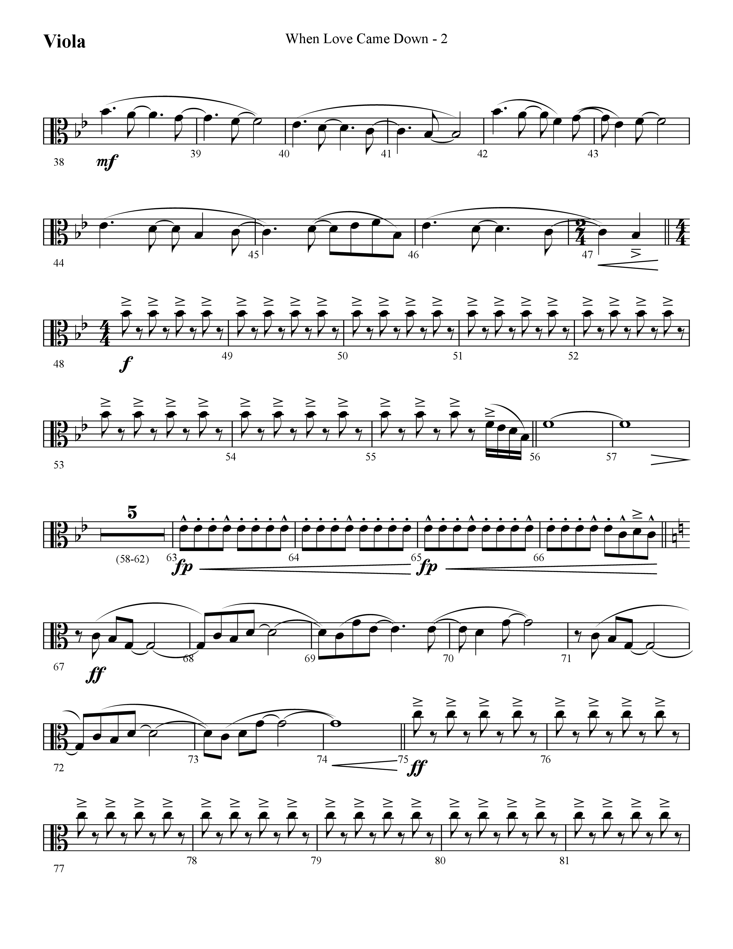 When Love Came Down (Choral Anthem SATB) Viola (Lifeway Choral / Arr. Cliff Duren)